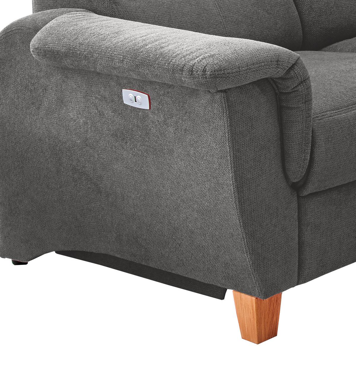 Ecksofa Parole Dunkelgrau Struktur + USB-Anschluss - Wildeiche/Dunkelgrau, KONVENTIONELL, Holz/Textil (241/238cm) - Livetastic