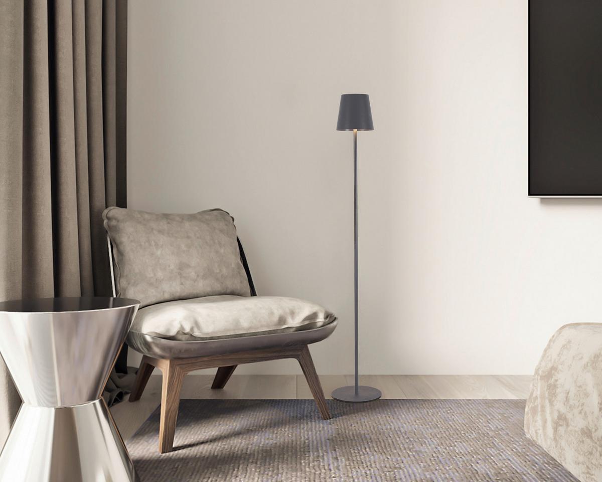 LED Állólámpa Ausi - antracit, Modern, műanyag/fém (22/130cm) - Modern Living