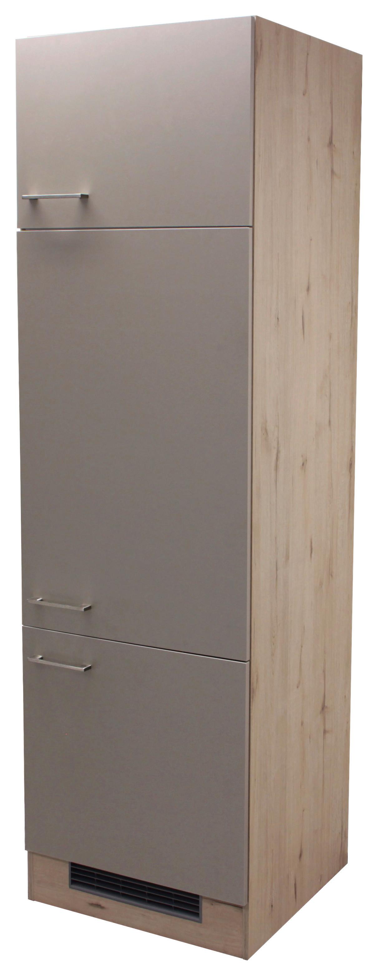 Geräteumbauschrank in Eiche/ Champagner ´RIVA B:60CM EICHE´ - Champagner/Edelstahlfarben, MODERN, Holzwerkstoff/Metall (60/200/57cm) - FlexWell