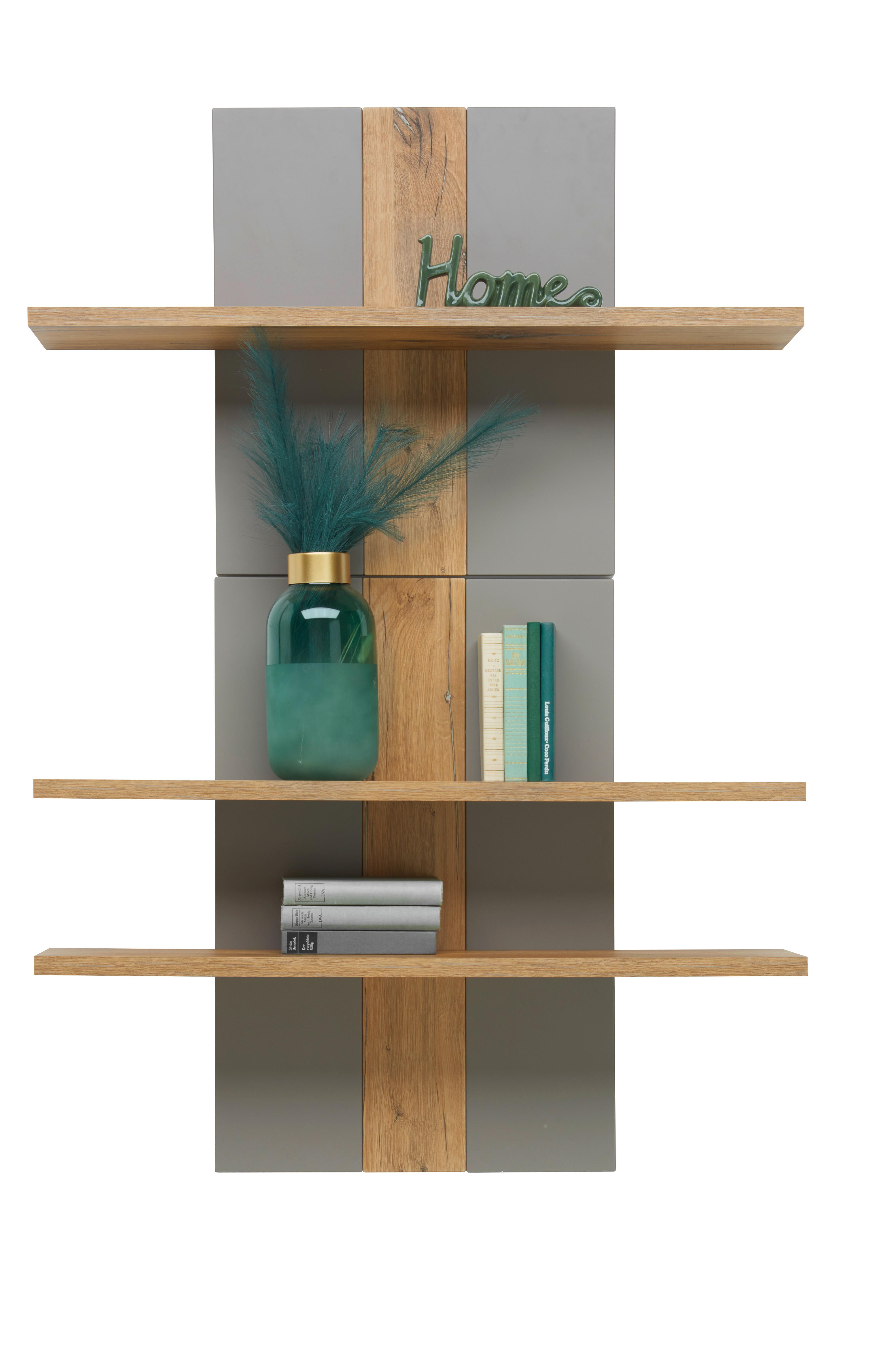 Stenski Regal Auris, Barva Hrasta, Siva - siva, Moderno, leseni material (100/143/25cm) - Mömax