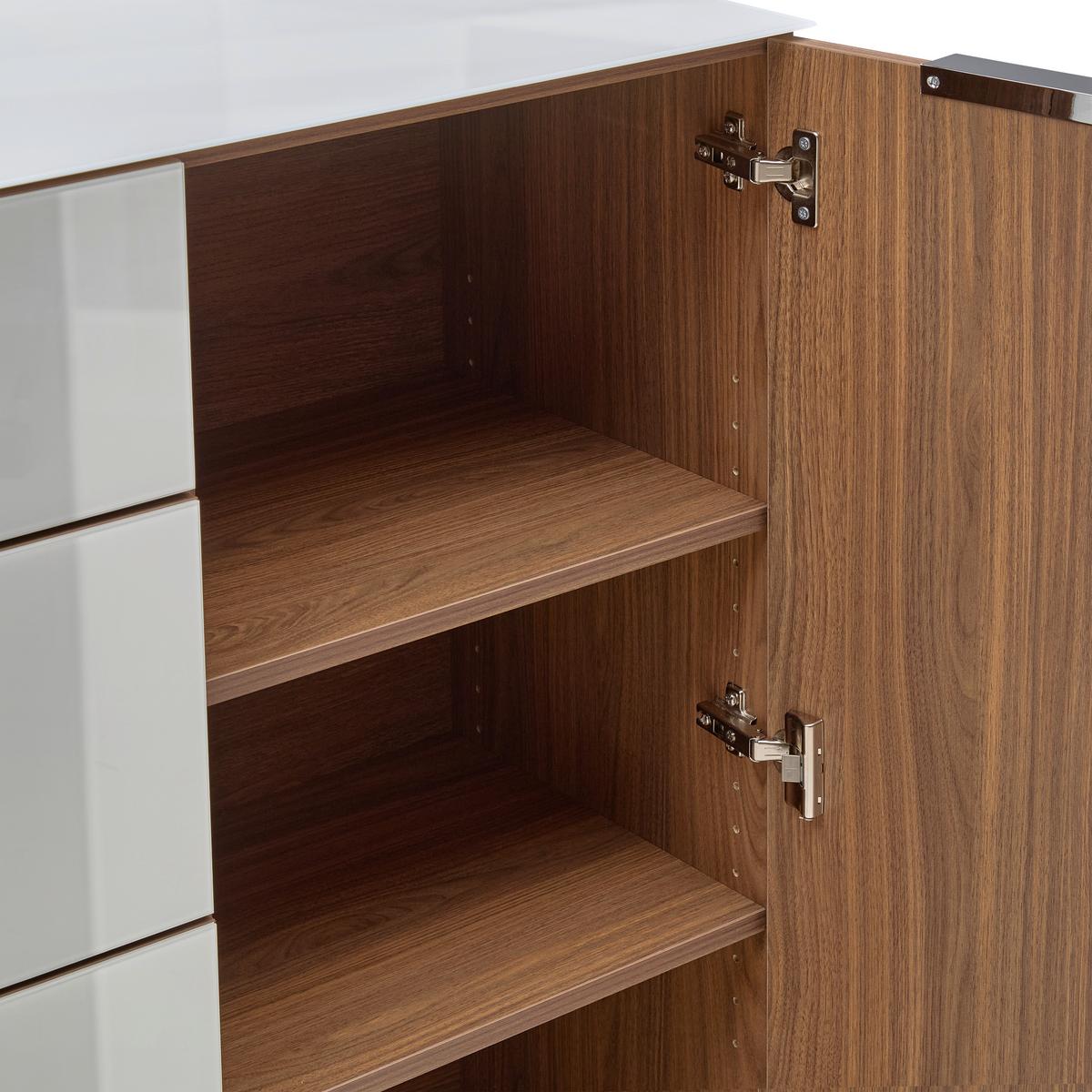 Kommode Siena Weiß/Nussbaumfarben - Silberfarben/Nussbaumfarben, MODERN, Glas/Holzwerkstoff (90/99/40cm) - Mömax