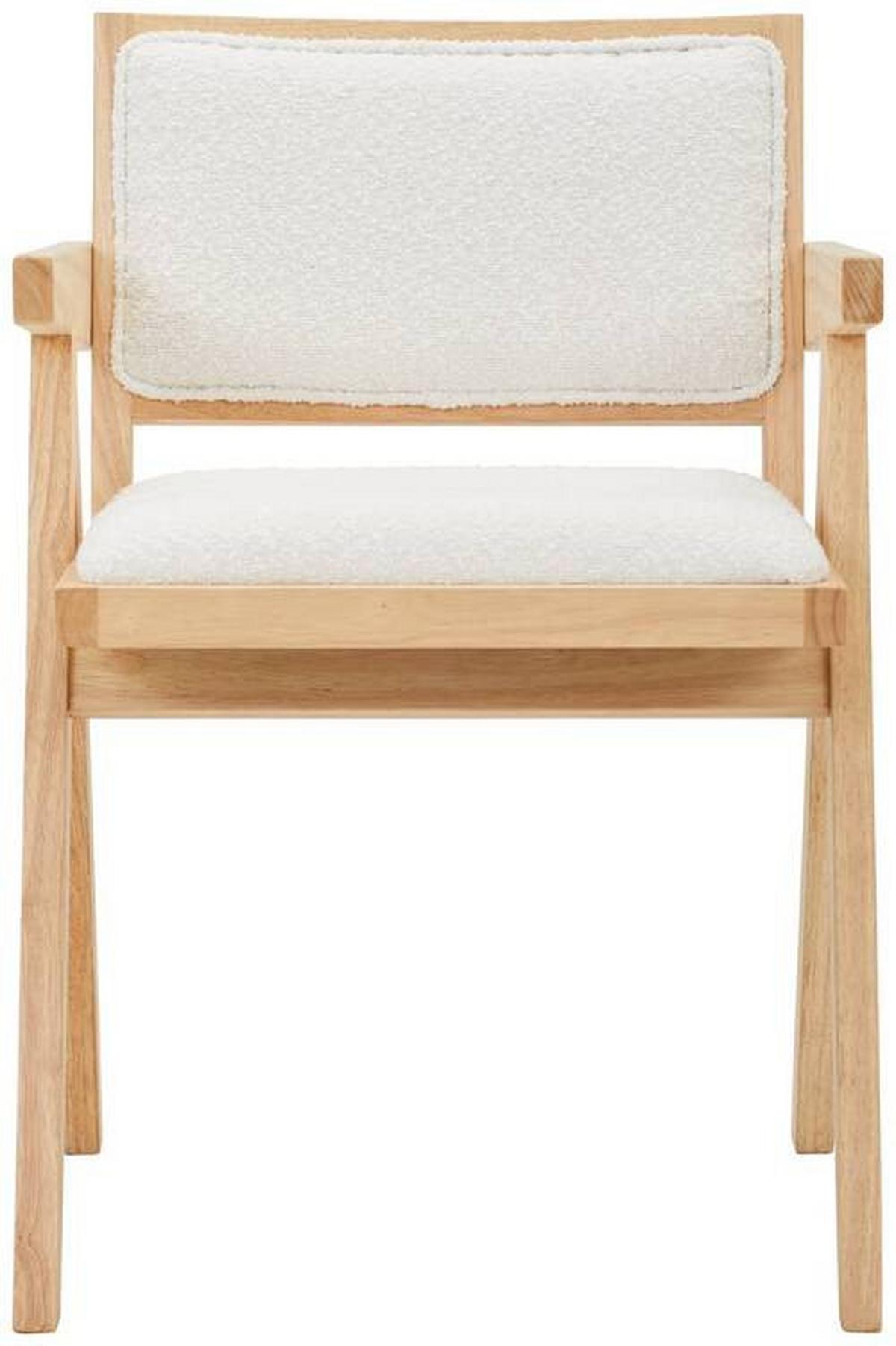 KRZESŁO Z PODŁOKIETNIKAMI NAPOLI - kolor naturalny/biały, Modern, drewno/tkanina (51/79/54cm) - Livetastic