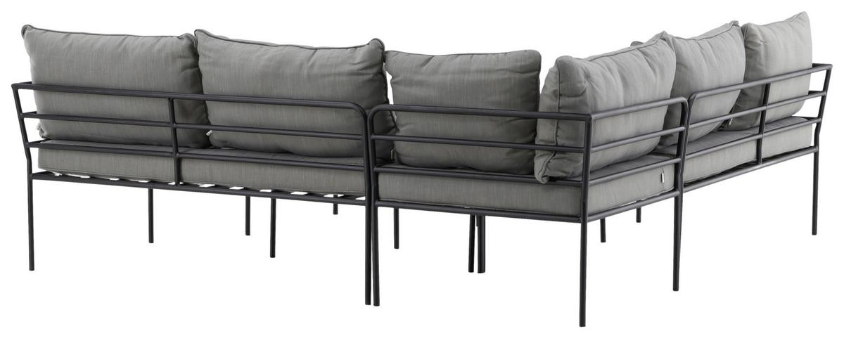 Loungegarnitur Penh Grau/Schwarz Tisch Akazie - Schwarz/Grau, KONVENTIONELL, Holz/Metall - Gardenson