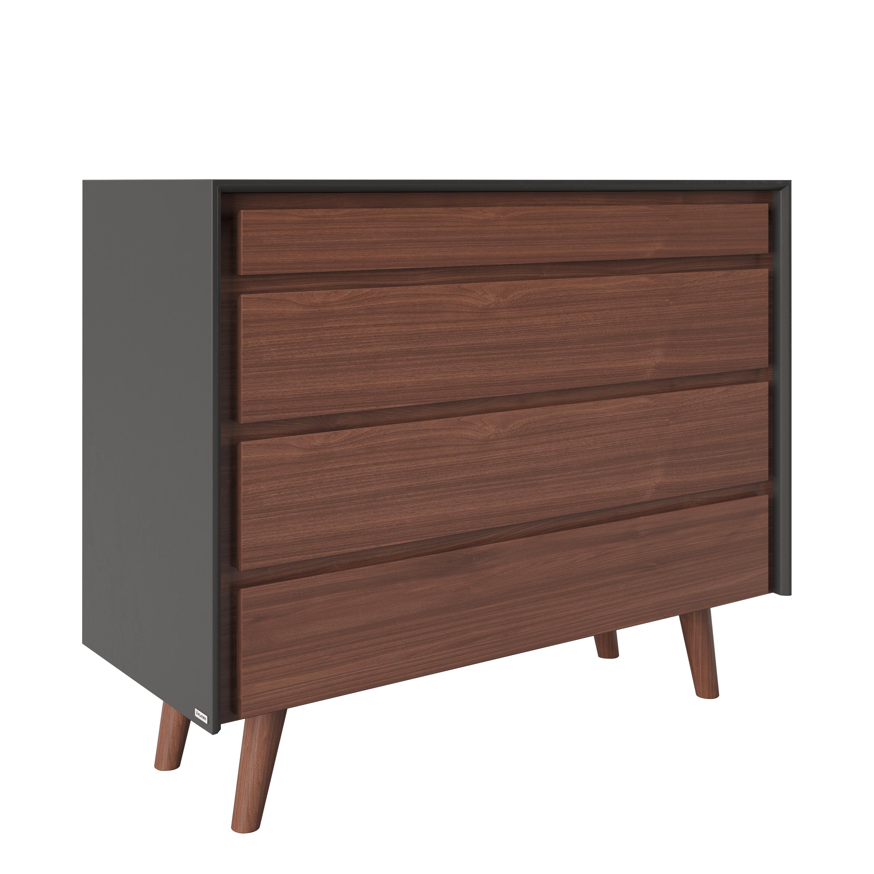 PLAYBOY Kommode Victoria ca. 100x92 cm Walnussf./Grau - Walnussfarben, KONVENTIONELL, Holz/Holzwerkstoff (100/92/42cm) - Playboy
