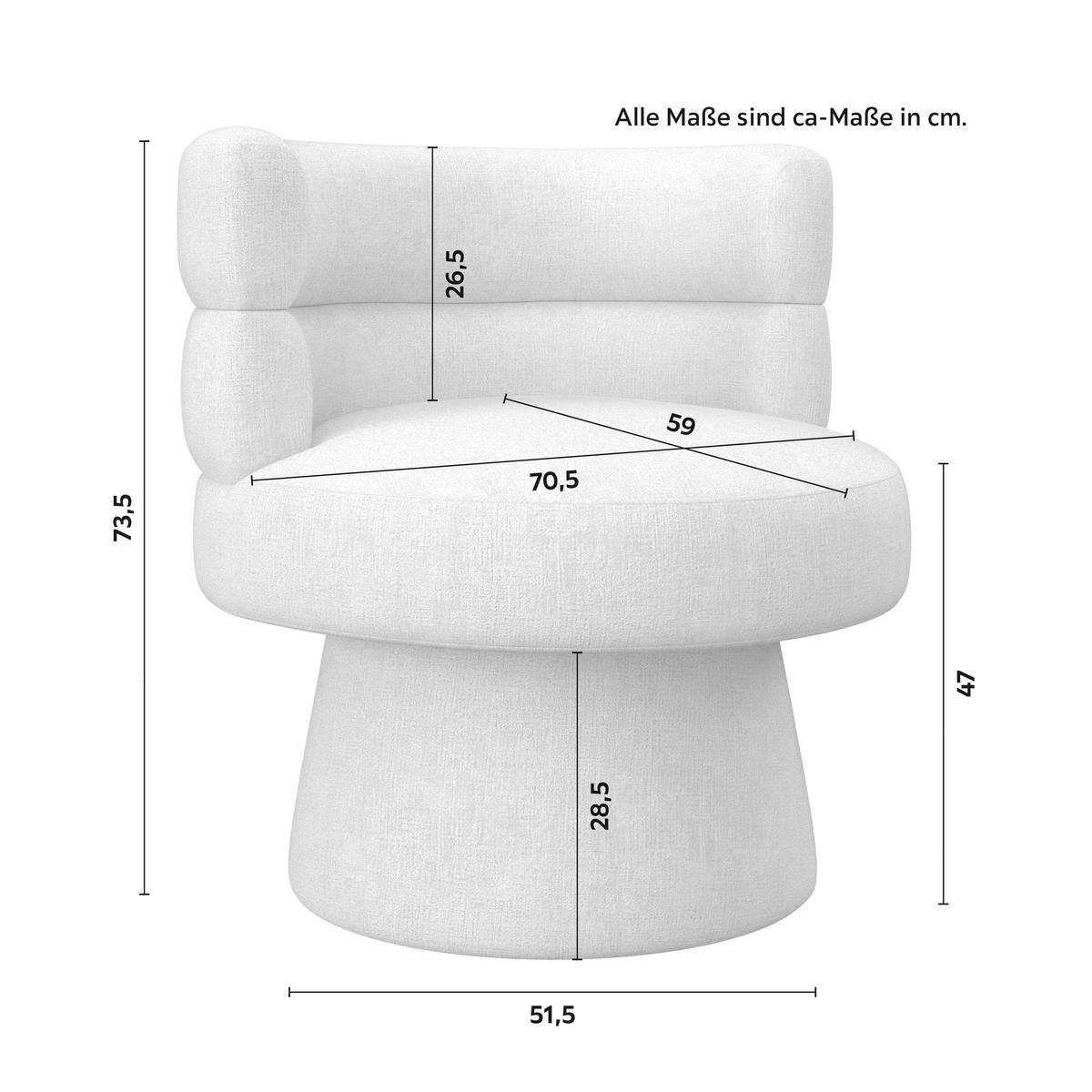 Stuhl Julina Creme Chenille Gepolstert - Creme, MODERN, Holz/Textil (71/74/72cm) - Bessagi Home