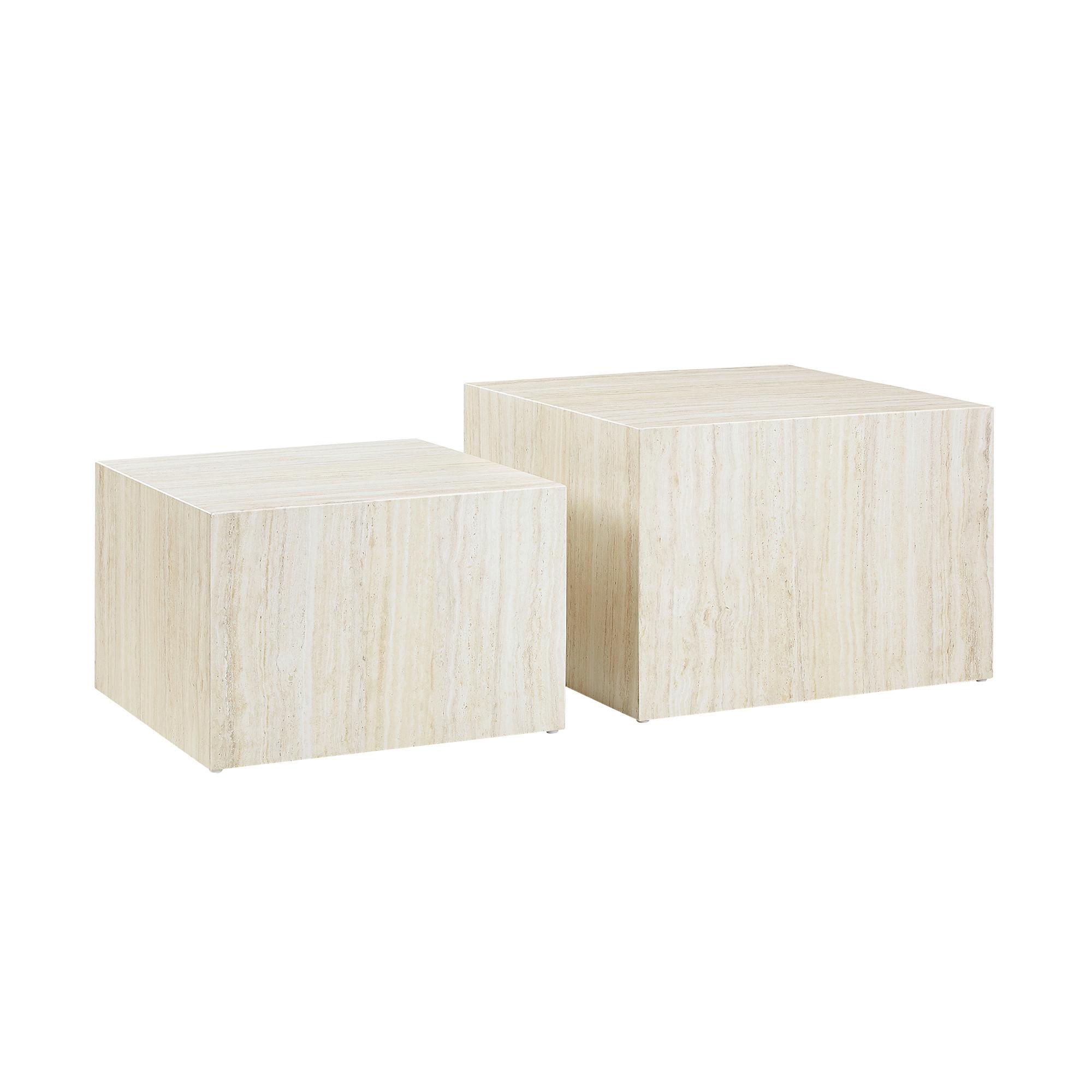 Set Klubskih Mizic Travertin, Bež, 2-Delni - bež, Design, leseni material (58-50/58-50/40-33cm) - Livetastic