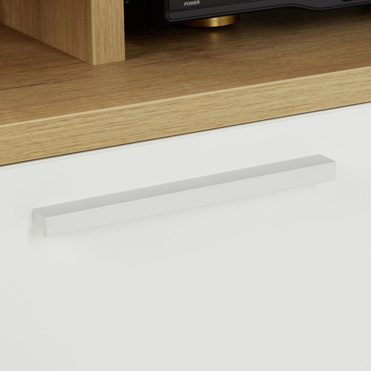 TV-Element in Weiß/Eichefarben - Eichefarben/Alufarben, MODERN, Holzwerkstoff/Kunststoff (160/53/40cm) - Mömax