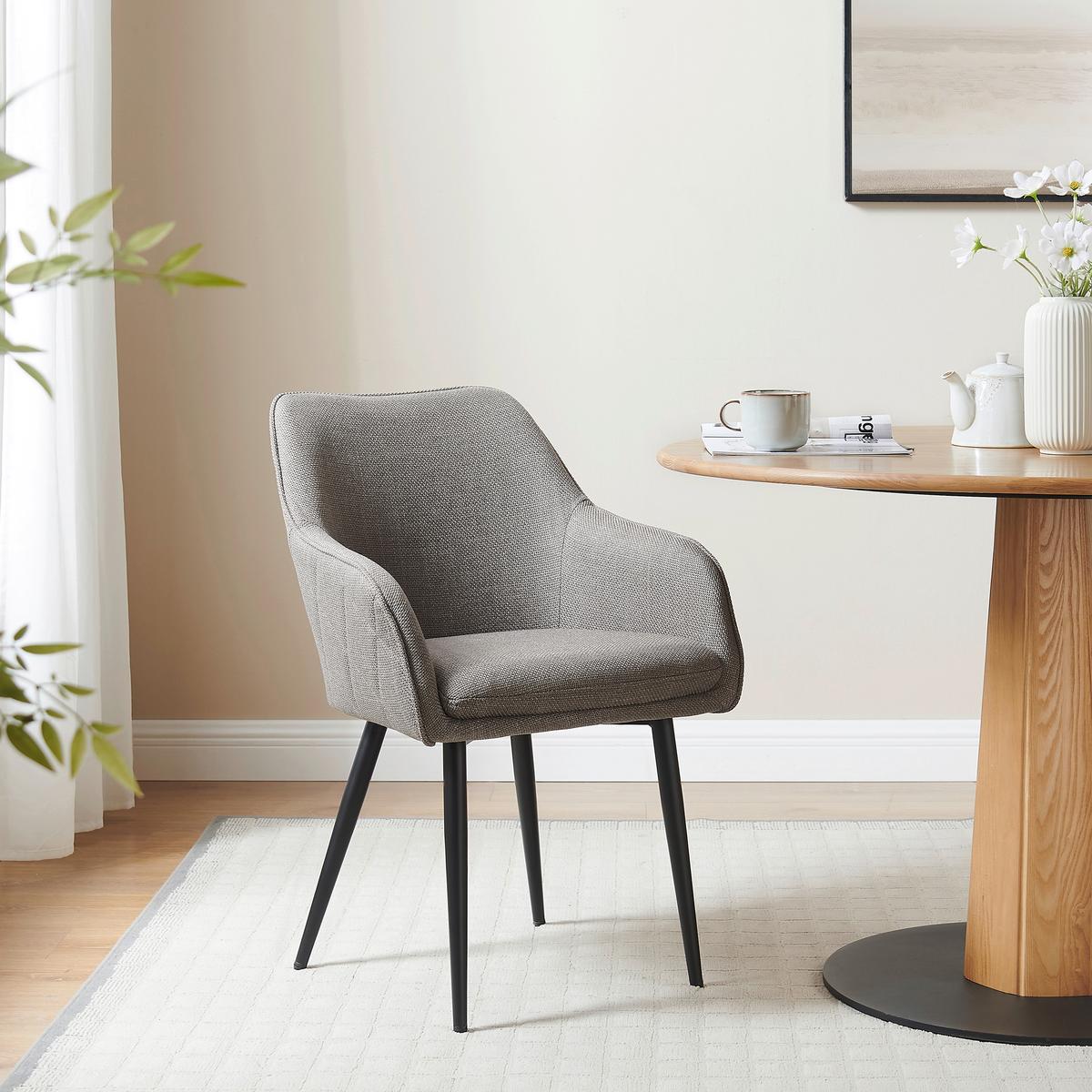 Naslanjač Rebi, Rjavosiva - rjavosiva/črna, Moderno, kovina/tekstil (61/85/60cm) - Livetastic