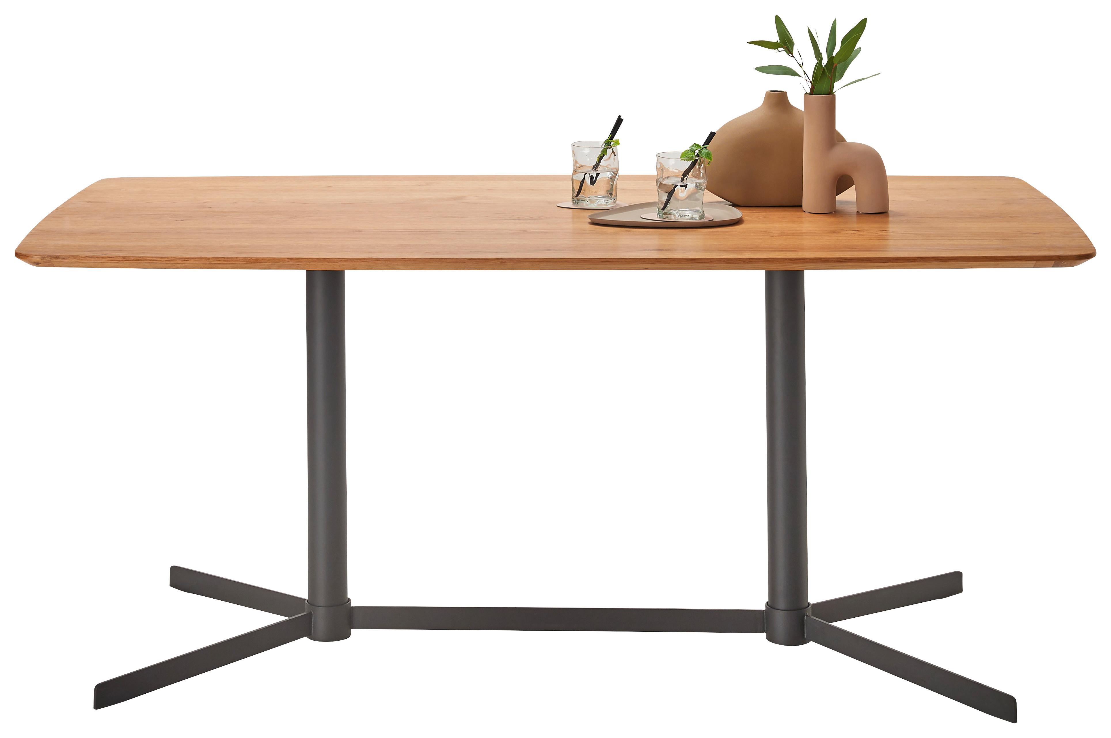 MATBORD VALLETTA - svart/ekfärgad, Modern, metall/trämaterial (180/90/76cm) - Premium Living