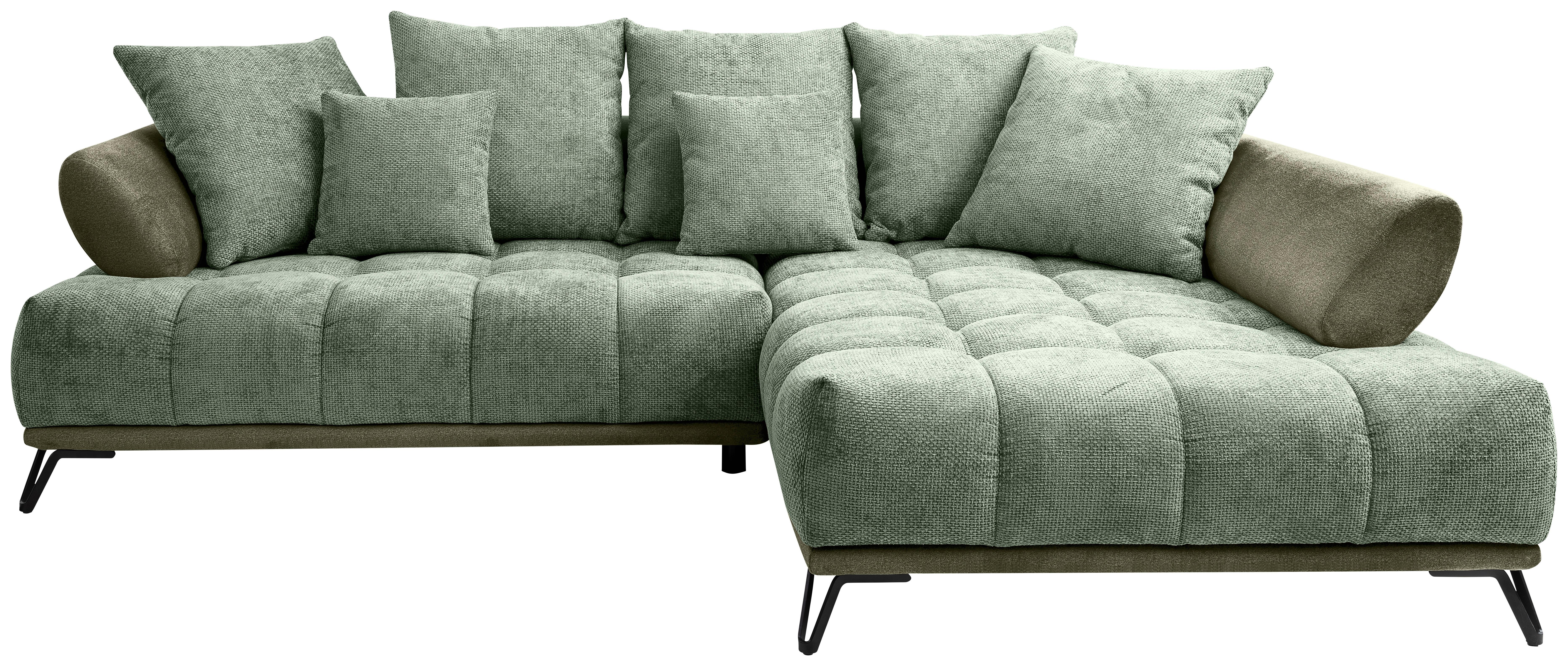 Ugaona Garnitura Largo N - zelena/crna, Moderno, tekstil/metal (262/184cm) - Modern Living