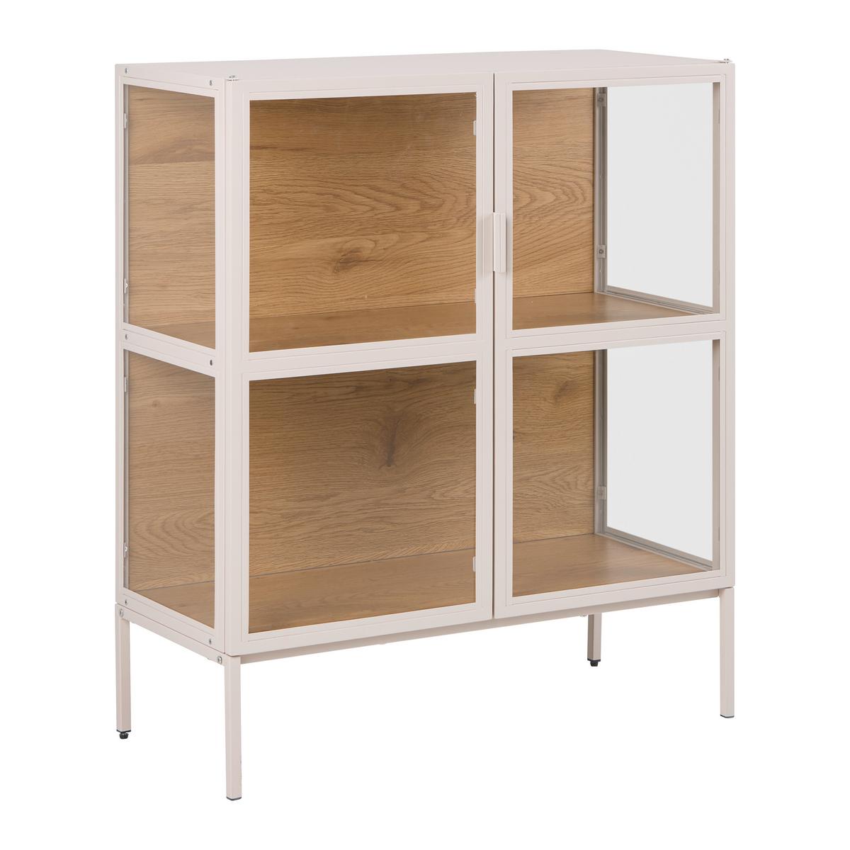 Vitrine Amy Eichefarben/Beige - Eichefarben/Beige, Modern, Glas/Holzwerkstoff (80/93,5/35cm) - Mömax