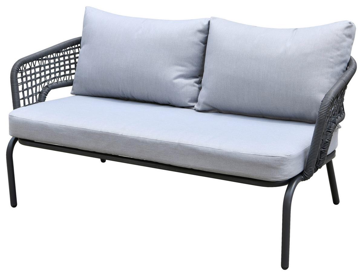 Loungegarnitur Lyon 5 in Anthrazit/Hellgrau - Anthrazit/Hellgrau, Modern, Glas/Kunststoff (144/72/68cm) - Mömax