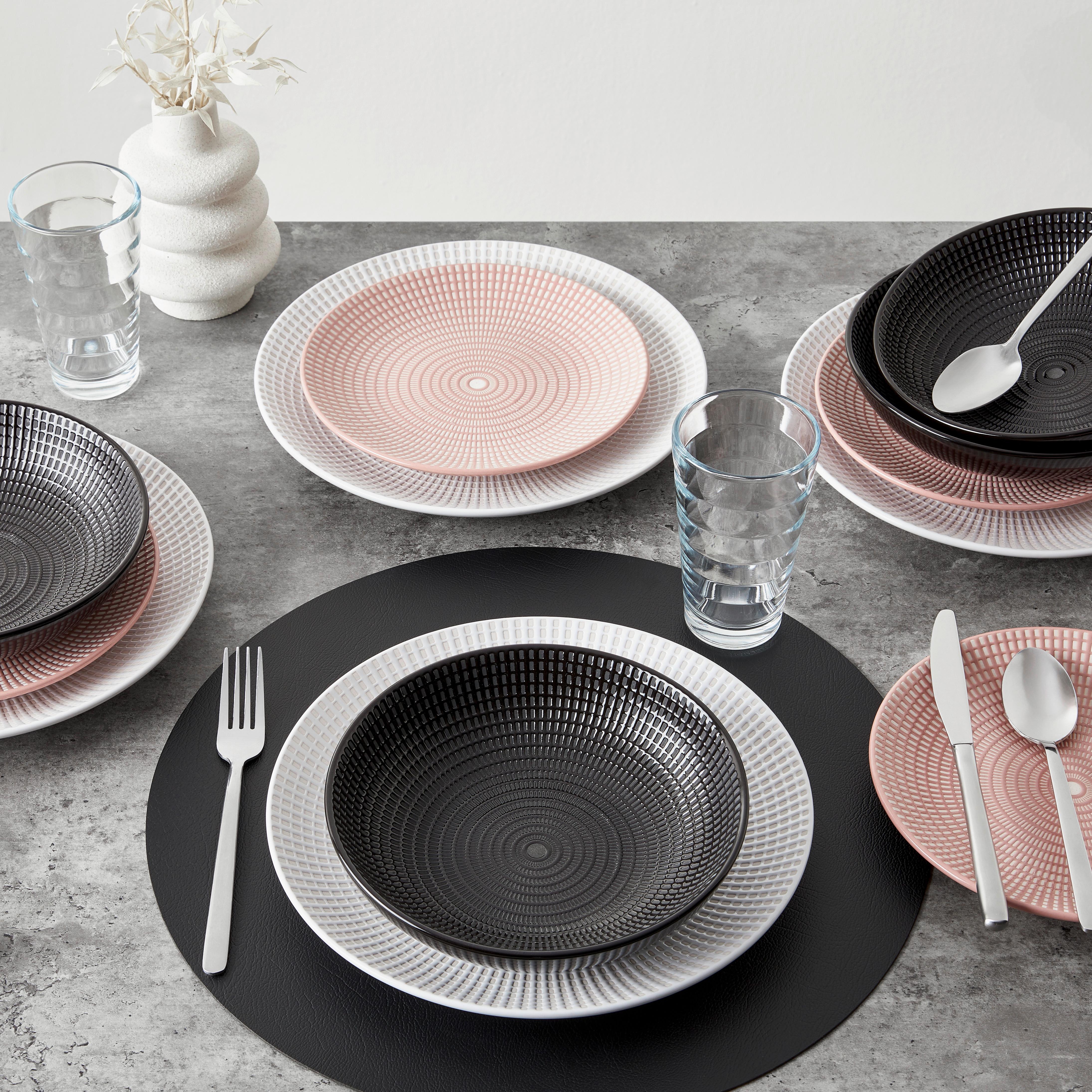Tafelservice Maria Rosa/Schwarz/Weiß, 12-teilig - Schwarz/Weiß, MODERN, Keramik - Mömax