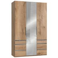 Drehtürenschrank mit Laden B: 150 cm Level, Eiche Dekor - Chromfarben/Eichefarben, MODERN, Holzwerkstoff (150/236/58cm) - MID.YOU