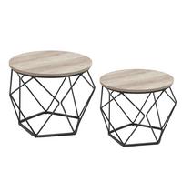COUCHTISCHSET COFFEE TABLE - Greige/Schwarz, MODERN, Holzwerkstoff/Metall (50/50/40cm) - MID.YOU