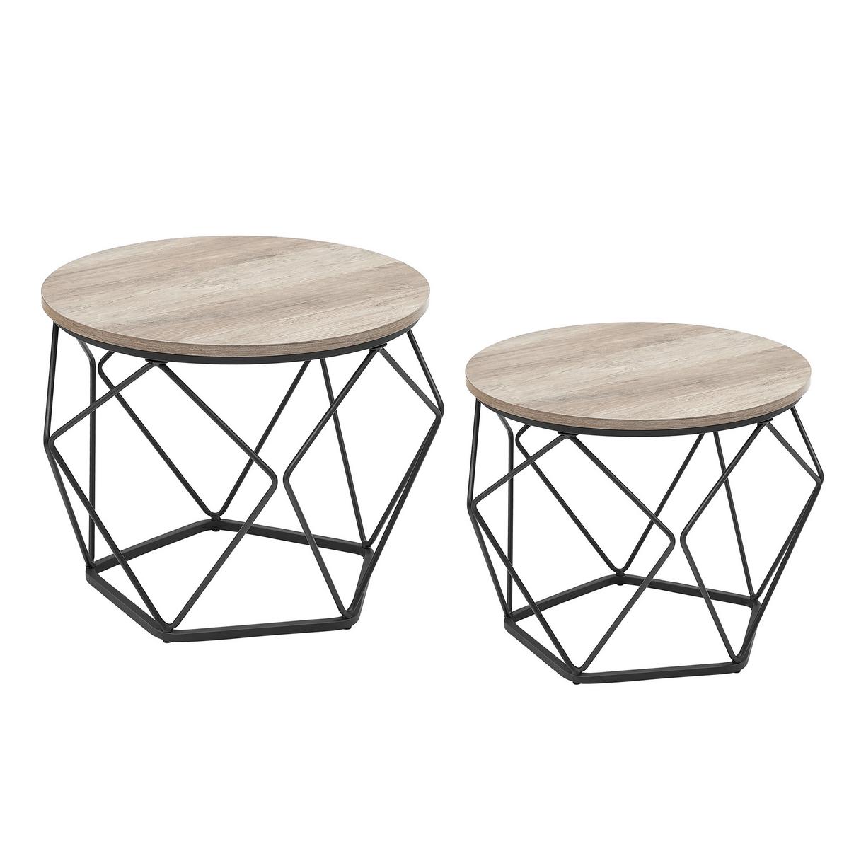 COUCHTISCHSET COFFEE TABLE - Greige/Schwarz, MODERN, Holzwerkstoff/Metall (50/50/40cm) - MID.YOU