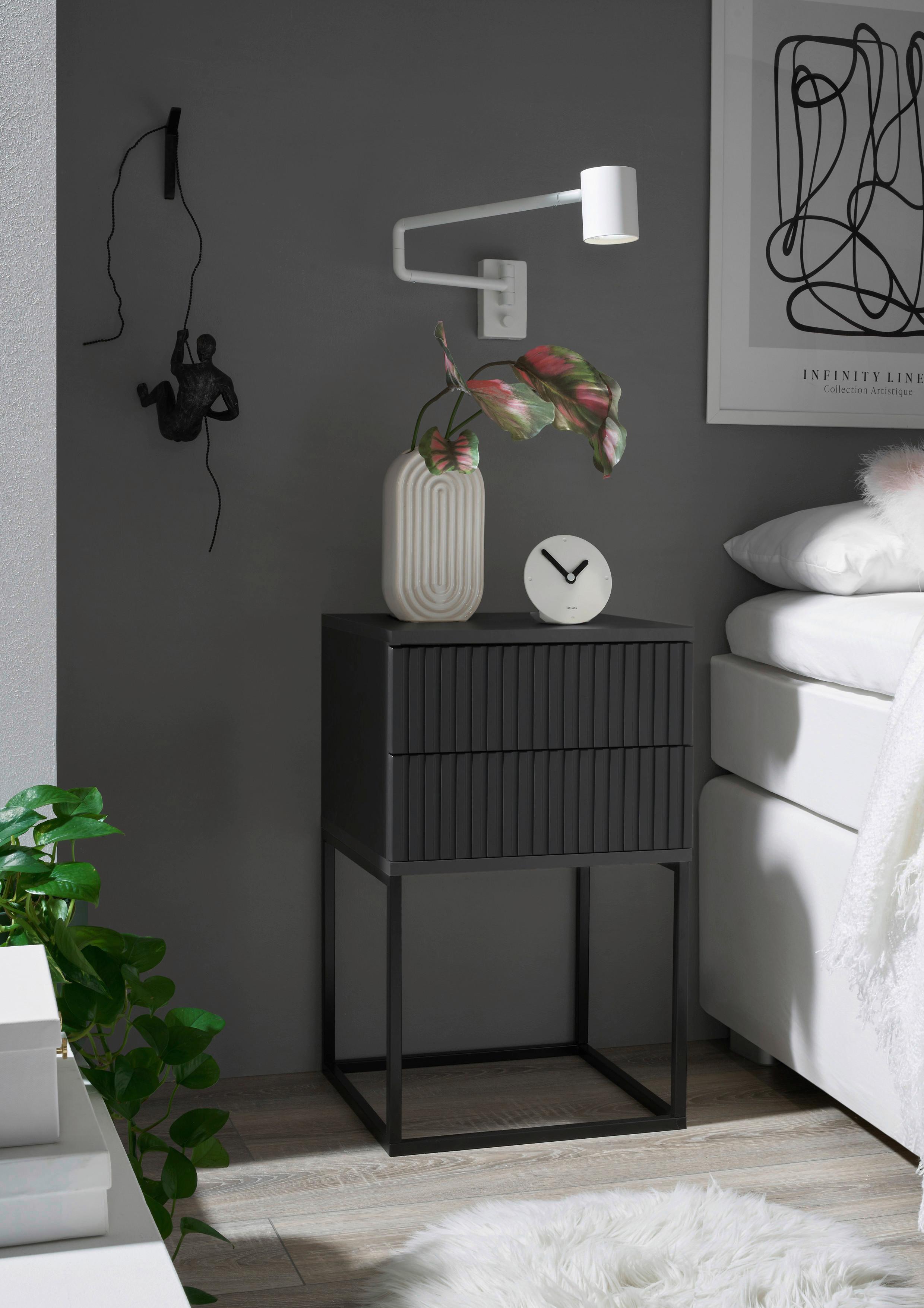 SZAFKA NOCNA MARLE - czarny/kolor grafitowy, Modern, materiał drewnopochodny/metal (40/65/38,5cm) - Livetastic