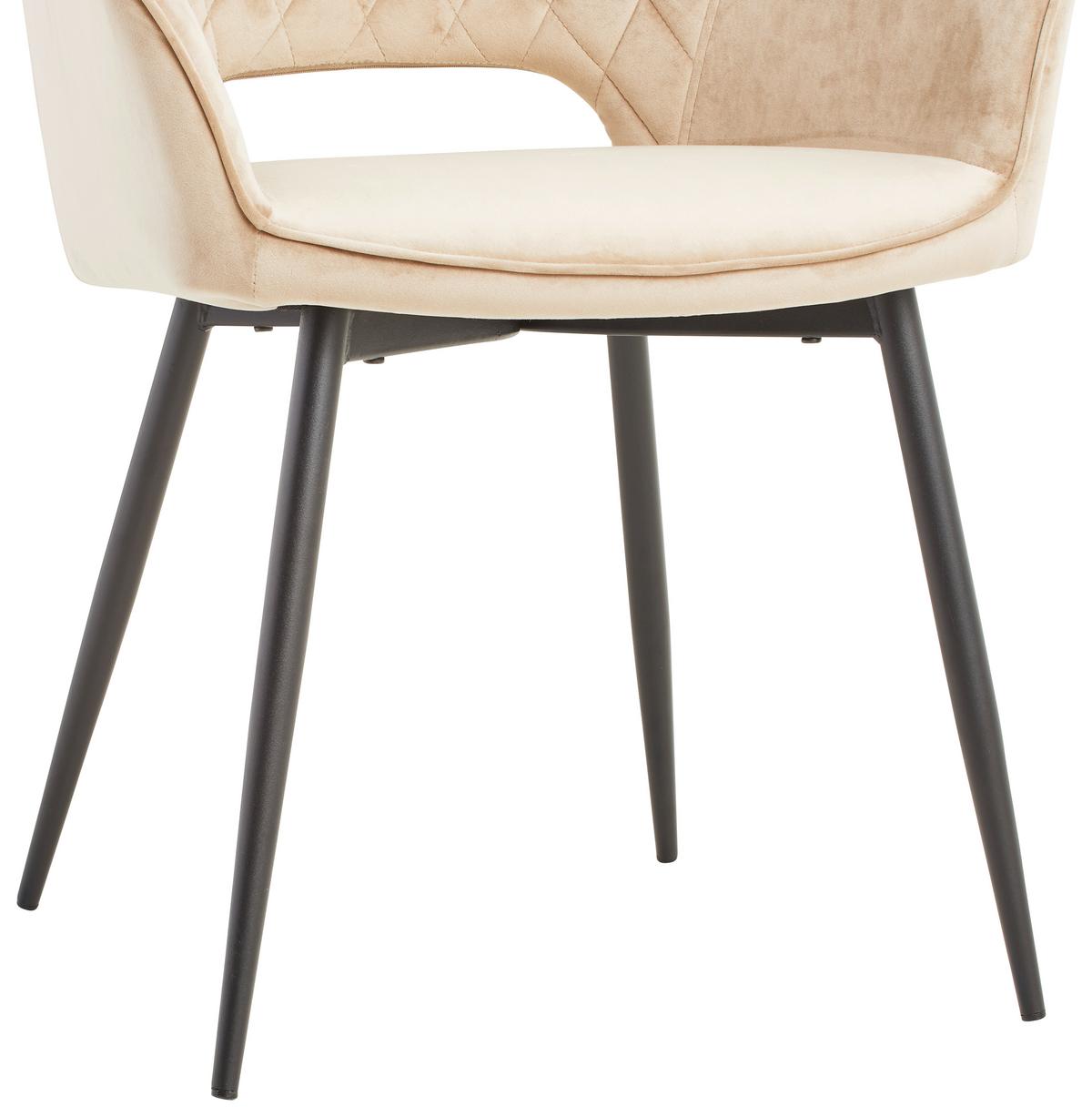 KRZESŁO Z PODŁOKIETNIKAMI GENUA - beżowy/czarny, Konventionell, metal/drewno (56/80,5/56cm) - MID.YOU