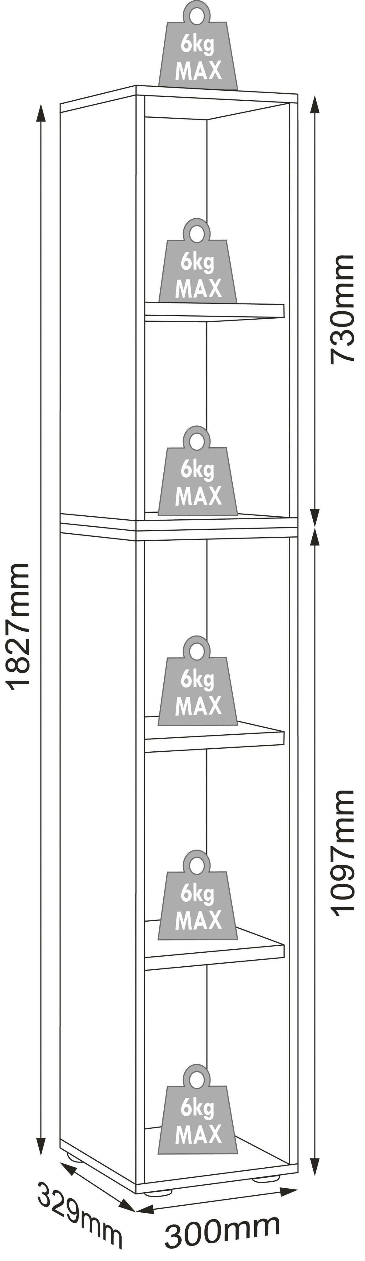Aktenregal Salia B30 - Honigeiche/Anthrazit, Design, Holzwerkstoff/Kunststoff (30/183/33cm) - P & B
