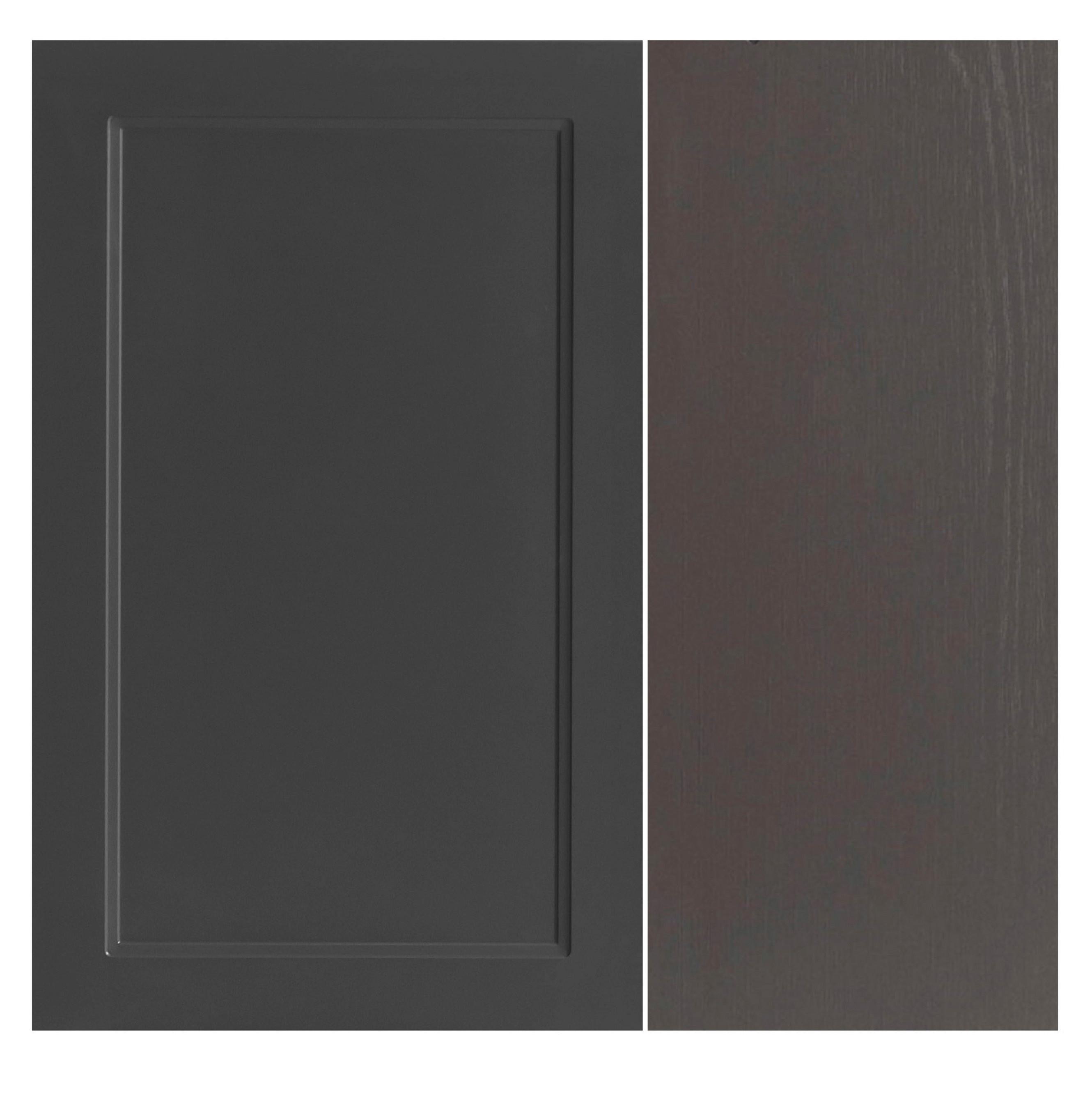 Küchenzeile Meran mit Geräten ca. 360 cm Grau/Eiche Dekor - Eiche Wotan/Schwarz, LIFESTYLE, Holzwerkstoff/Metall (360cm) - Held