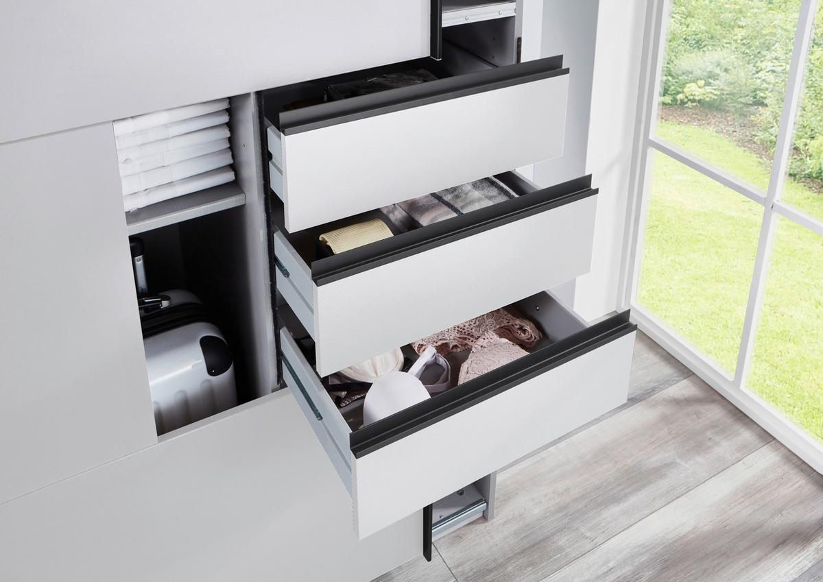 Schwebetürenschrank Saigon ca. 225x210 cm Weiß - Schwarz/Weiß, MODERN, Holzwerkstoff/Metall (225/210/64cm) - MID.YOU