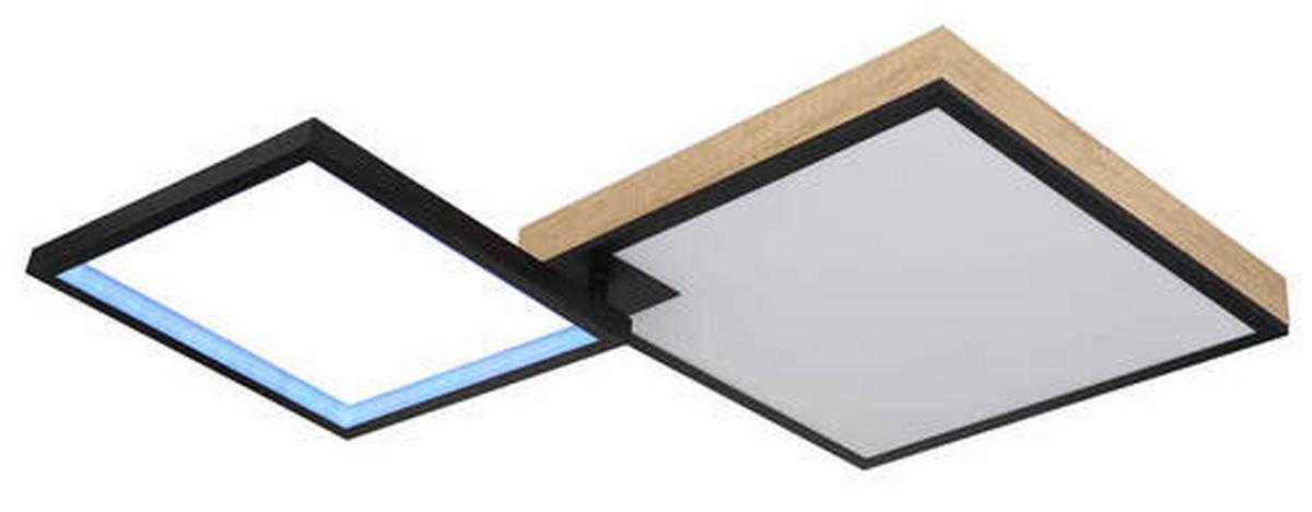 LED-Deckenleuchte Jacky Schwarz/Dunkelbraun max.40Watt - Dunkelbraun/Opal, Design, Holzwerkstoff/Kunststoff (85,5/55/10cm) - Globo