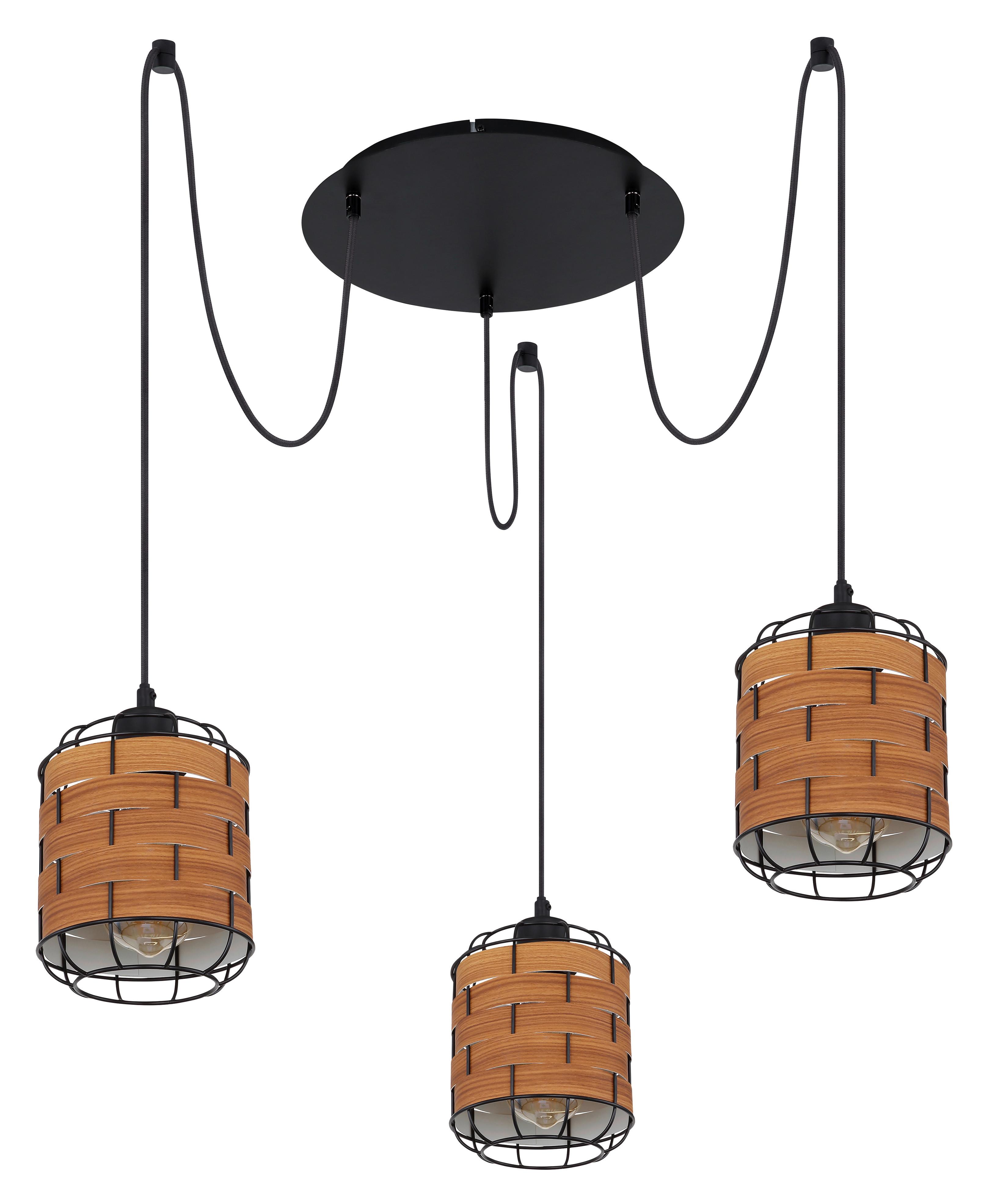 Hängeleuchte Elmar in Schwarz/Braun max. 40 Watt - Schwarz/Braun, KONVENTIONELL, Kunststoff/Metall (38,5/200cm) - Globo