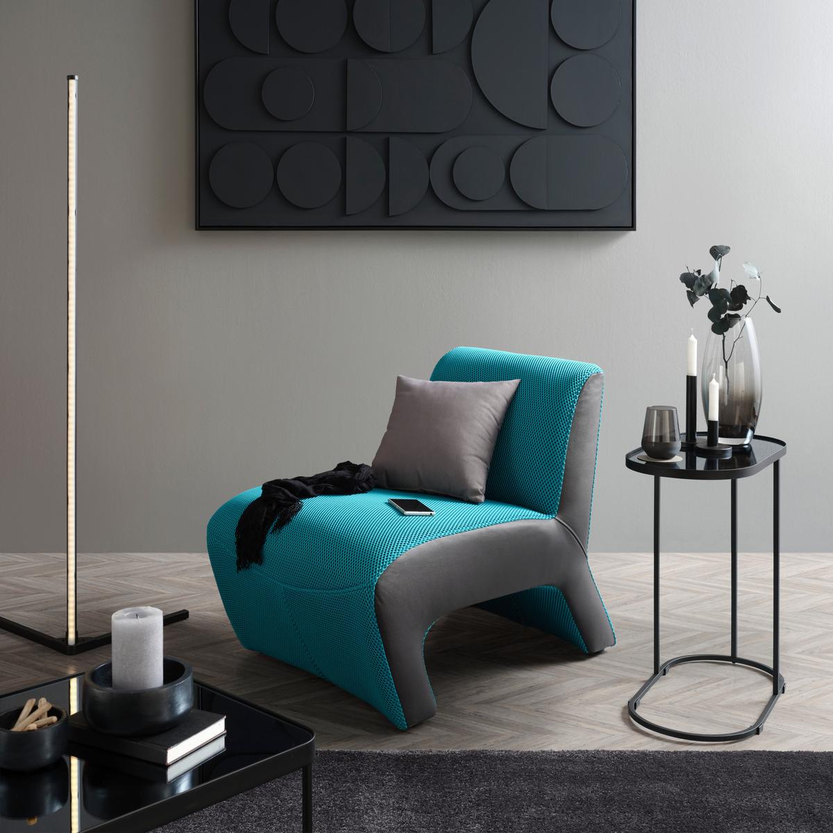 Designsessel Batty Mesh Türkis/Schwarz, Lederlook - Türkis/Schwarz, MODERN, Kunststoff/Textil (66/72/89cm) - Mömax