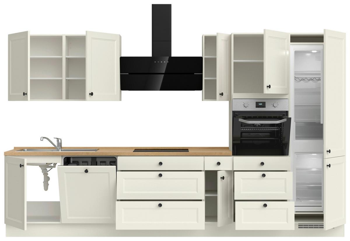 Küchenblock Cascada High m. Geräten Weiß - Eichefarben/Schwarz, MODERN, Holzwerkstoff/Metall (360cm) - Nobilia
