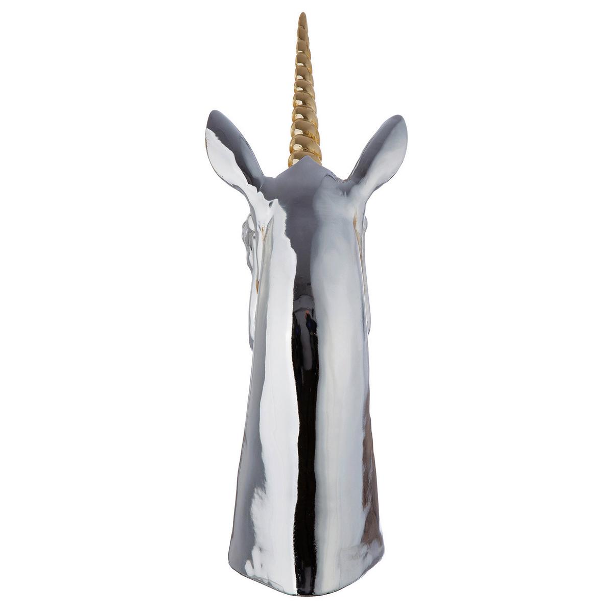 Dekoeinhorn Skulptur Aurex Silberfarben - Silberfarben, Basics, Kunststoff (18/32,5/11cm)