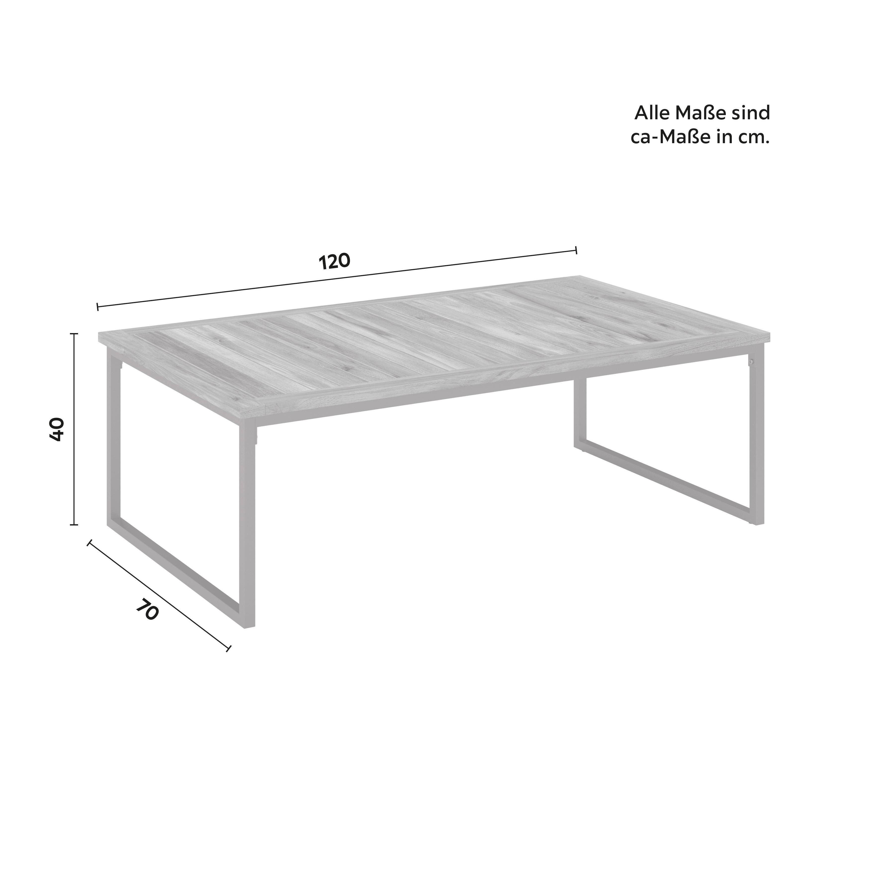LOUNGEGRUPP SILAS - akaciefärgad/cremefärgad, Modern, metall/trä (130/85/80cm) - Bessagi Garden