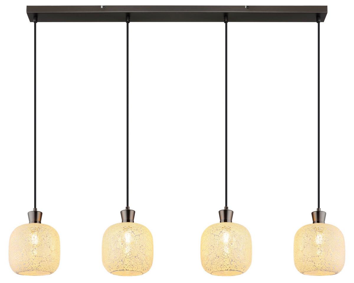 Viseća Svjetiljka Brokana - crni krom/prozirno, Design, staklo/metal (106/16/120cm) - Globo