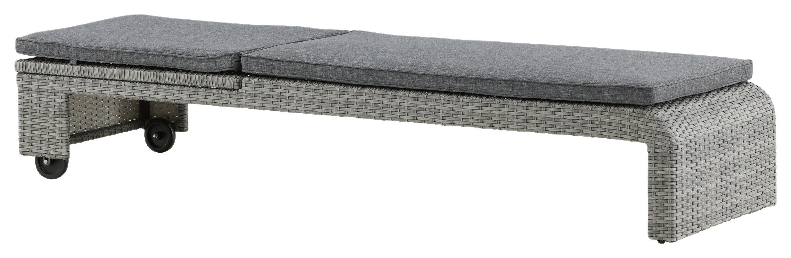 Sonnenliege London ca. 60x32x196 cm Grau - Grau, KONVENTIONELL, Kunststoff/Textil (60/32/196cm) - Gardenson