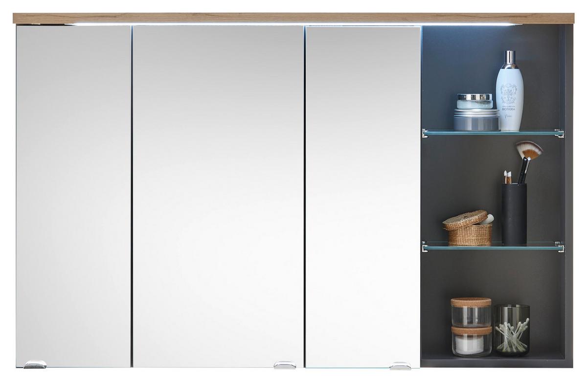 Spiegelschrank Memphis Grau - MODERN, Glas/Holzwerkstoff (110/70/22cm) - Mömax