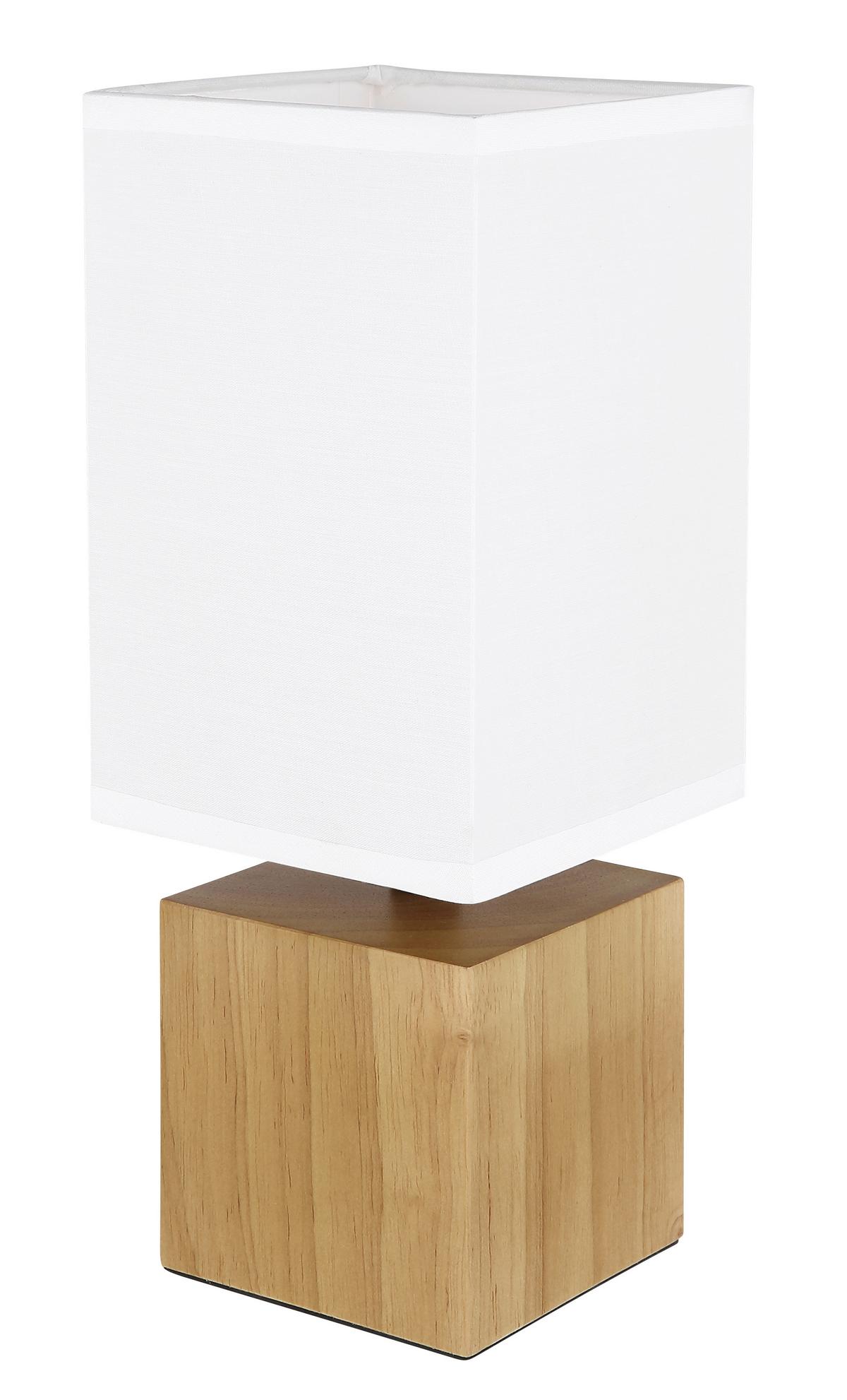 Tischeleuchte Valentino in Weiß/Natur max. 7 Watt - Weiß/Naturfarben, Basics, Holz/Textil (12/12/30cm) - Globo