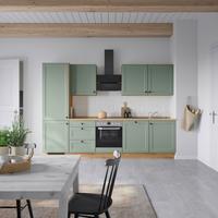 Küchenblock Cascada High m. Geräten Schilfgrün - Schilfgrün/Eichefarben, MODERN, Holzwerkstoff/Metall (300cm) - Nobilia