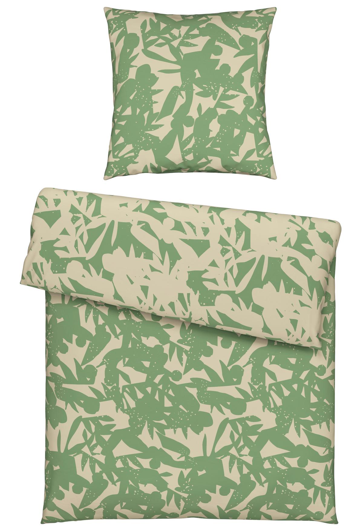 Wendebettwäsche Abstract in Grün/Beige ca. 135x200 cm - Beige/Grün, KONVENTIONELL, Textil (135/200cm) - Modern Living