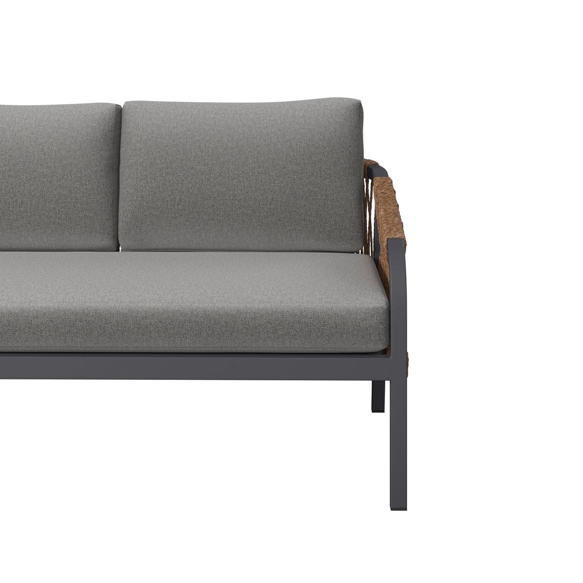 Loungegarnitur Casa Blanca Anthrazit/Naturfarben/Hellgrau - Anthrazit/Hellgrau, MODERN, Glas/Kunststoff