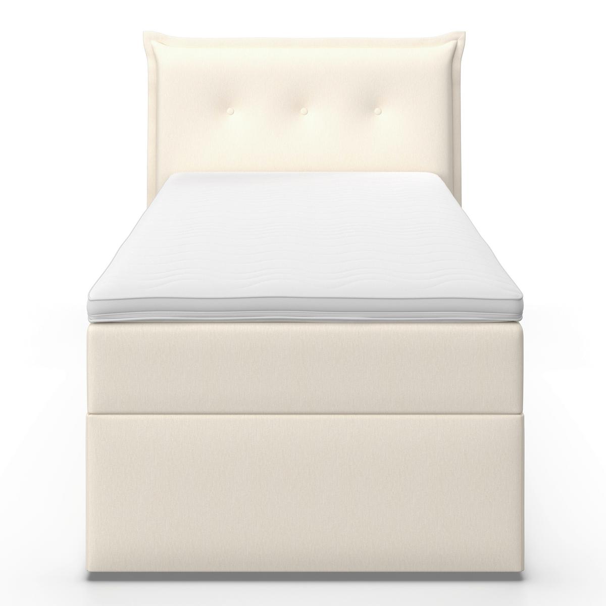 Boxbett Polo Elfenbein ca. 90x200 cm mit Topper - Elfenbein/Schwarz, MODERN, Holz/Kunststoff (90/200cm) - Bessagi Home