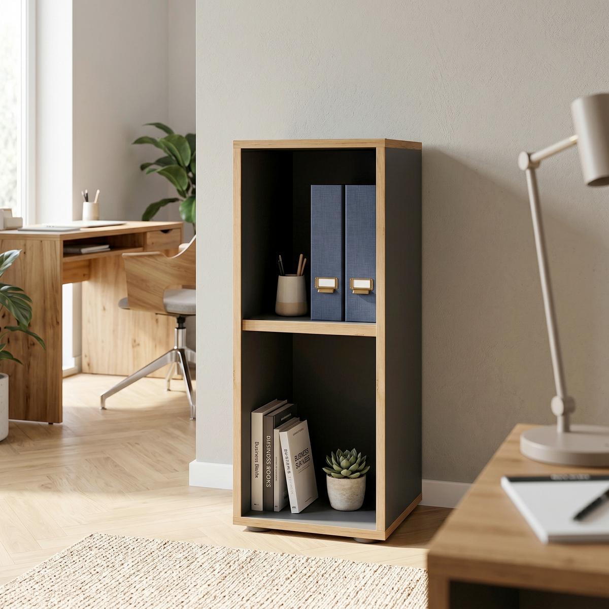 Aktenregal Anthrazit/honigeiche - Honigeiche/Anthrazit, Design, Holzwerkstoff/Kunststoff (30/74/33cm) - P & B