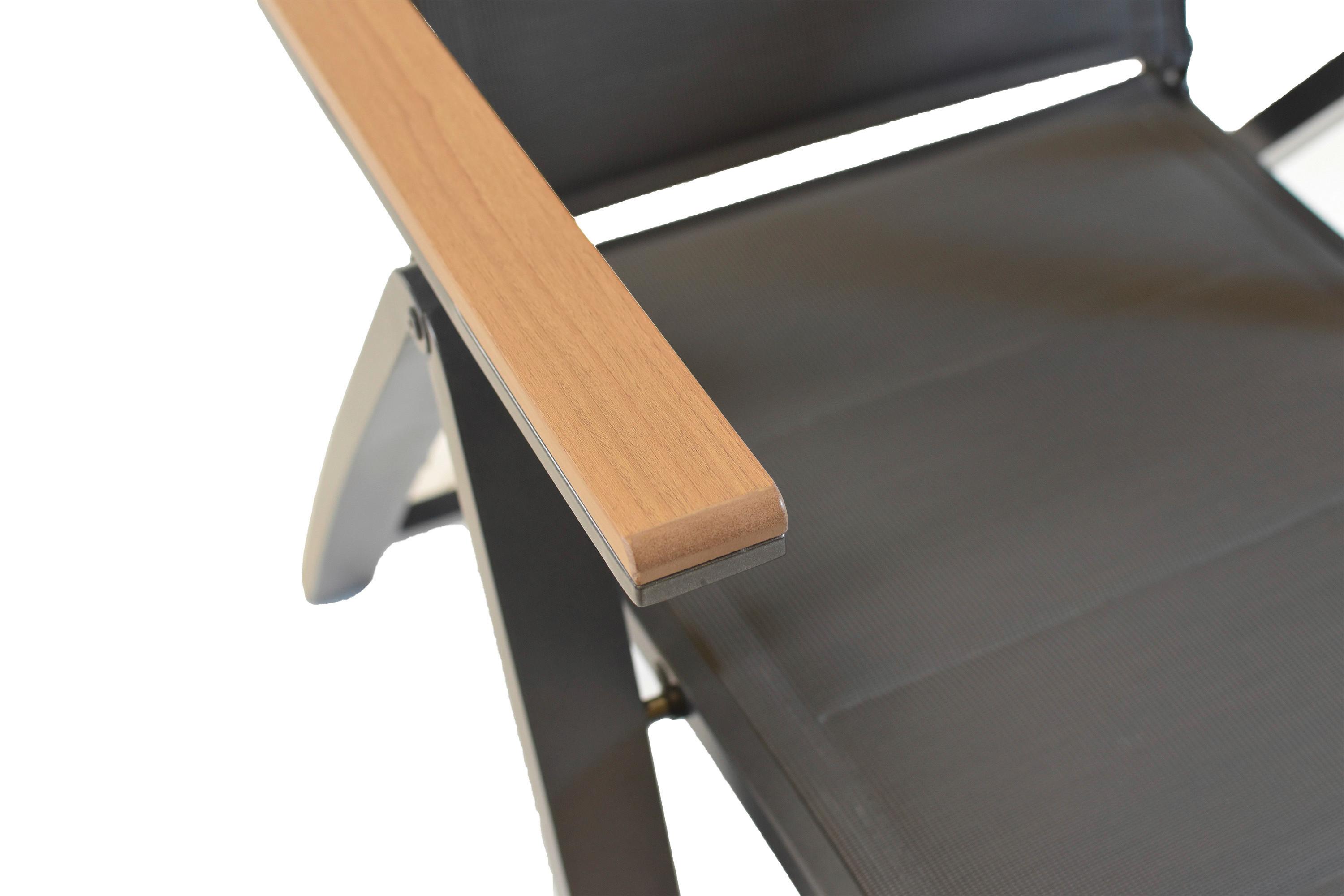 GARTENKLAPPSESSEL VERONA - Graphitfarben/Grau, MODERN, Kunststoff/Metall (59,5/115,5/74cm) - Gardenson