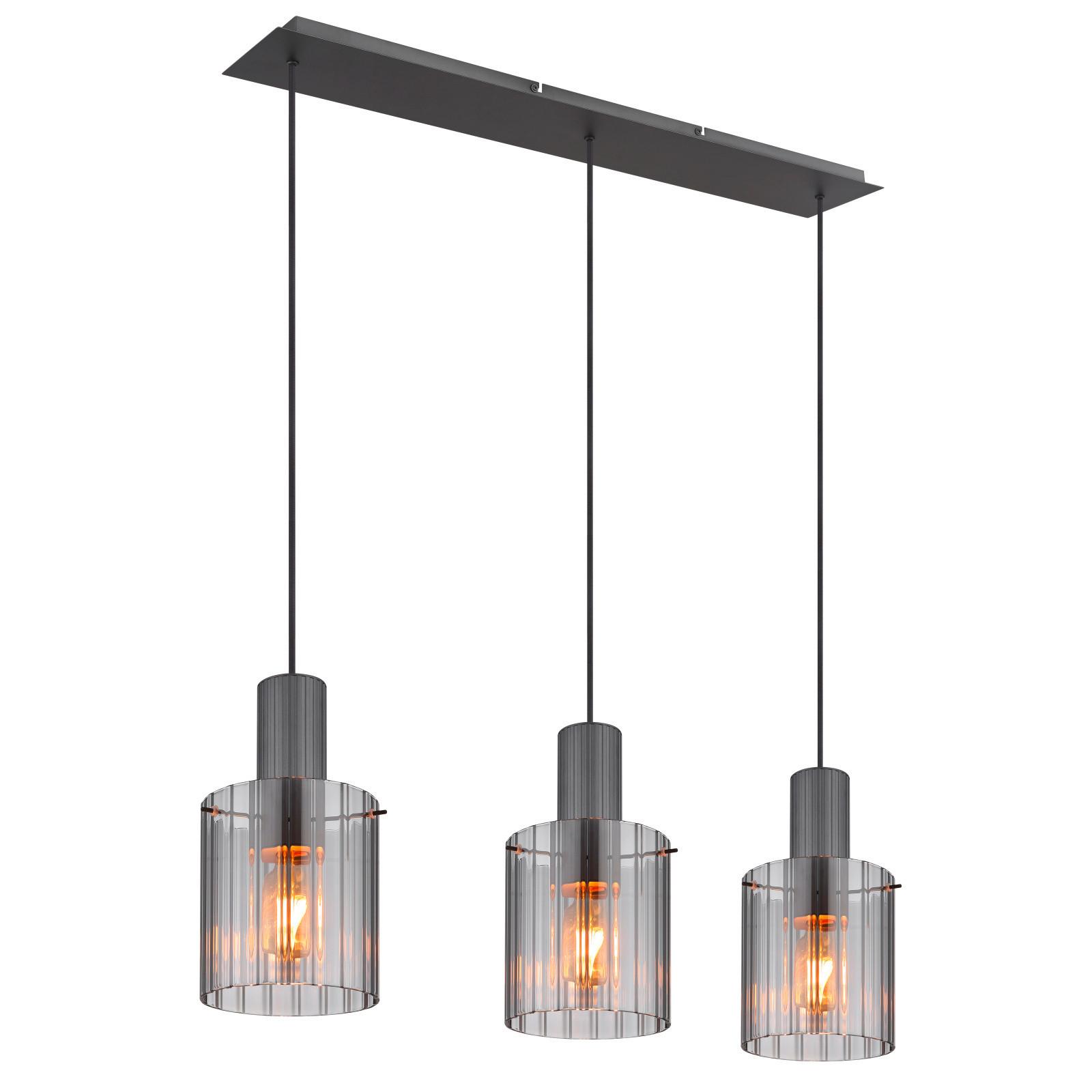 Hängeleuchte Tulivar Dunkelgrau max. 40 Watt - Dunkelgrau, Design, Glas/Metall (98/18/120cm) - Globo