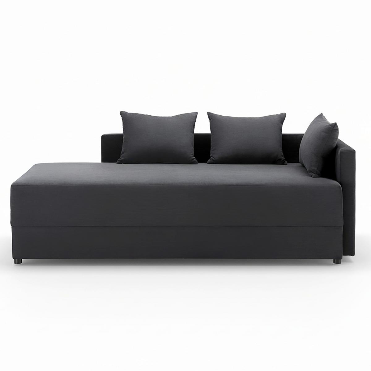Sofa Elea Dunkelgrau Cord - Dunkelgrau/Schwarz, MODERN, Holz/Kunststoff (90/100/210cm) - Bessagi Home