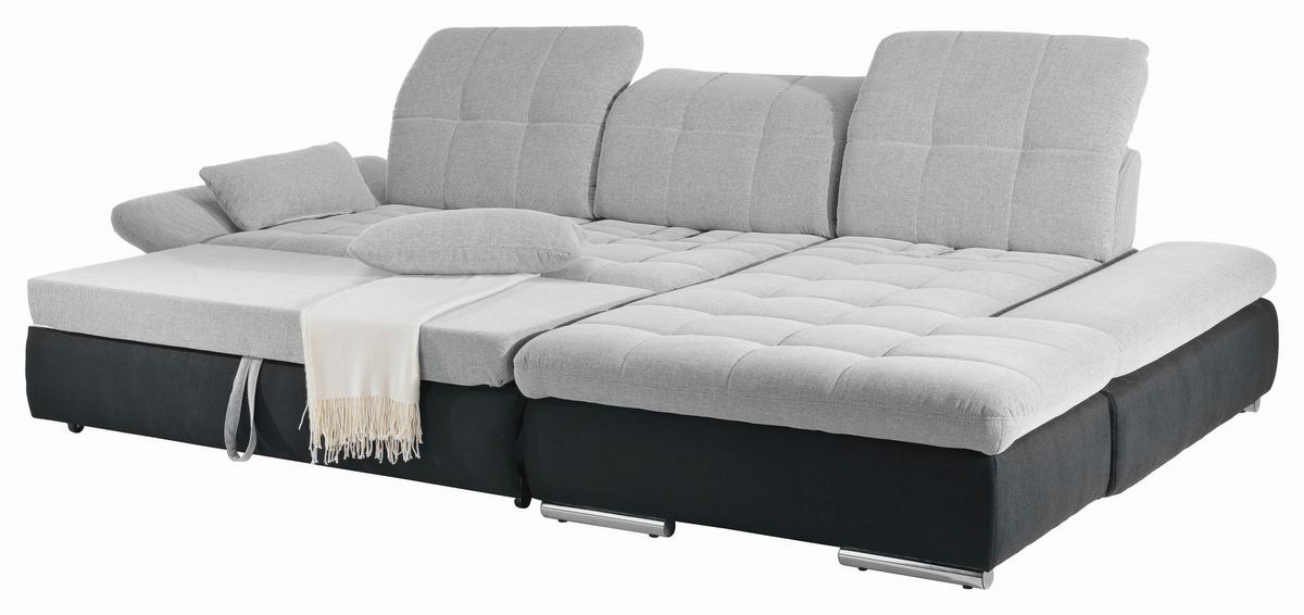 DUŻY NAROŻNIK SANFINO - jasnoszary/czarny, Konventionell, materiał drewnopochodny/metal (305/96/199cm) - Premium Living