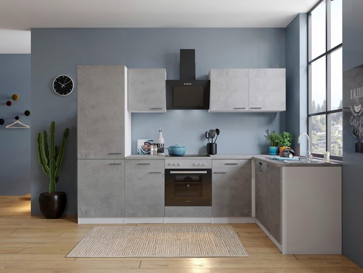 Kotna Kuhinja Z Aparati Malia, 280x172cm - barve nerjavečega jekla/siva, Basics, kovina/leseni material (280/172cm) - Respekta