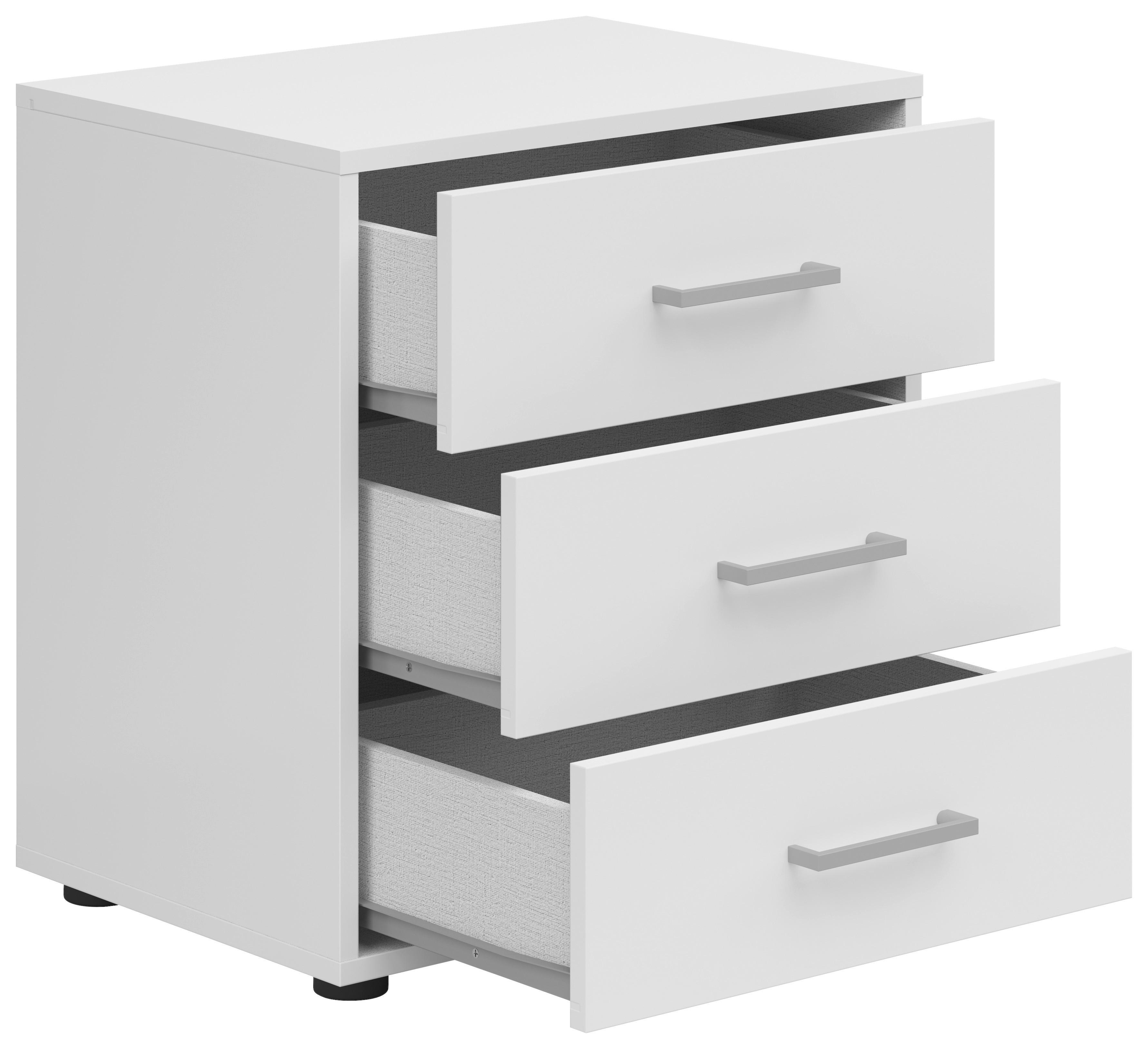 Noćni Ormarić Smart 3 - bijela/sivo-bijela, Basics, drvni materijal/plastika (50/54/35cm) - Modern Living