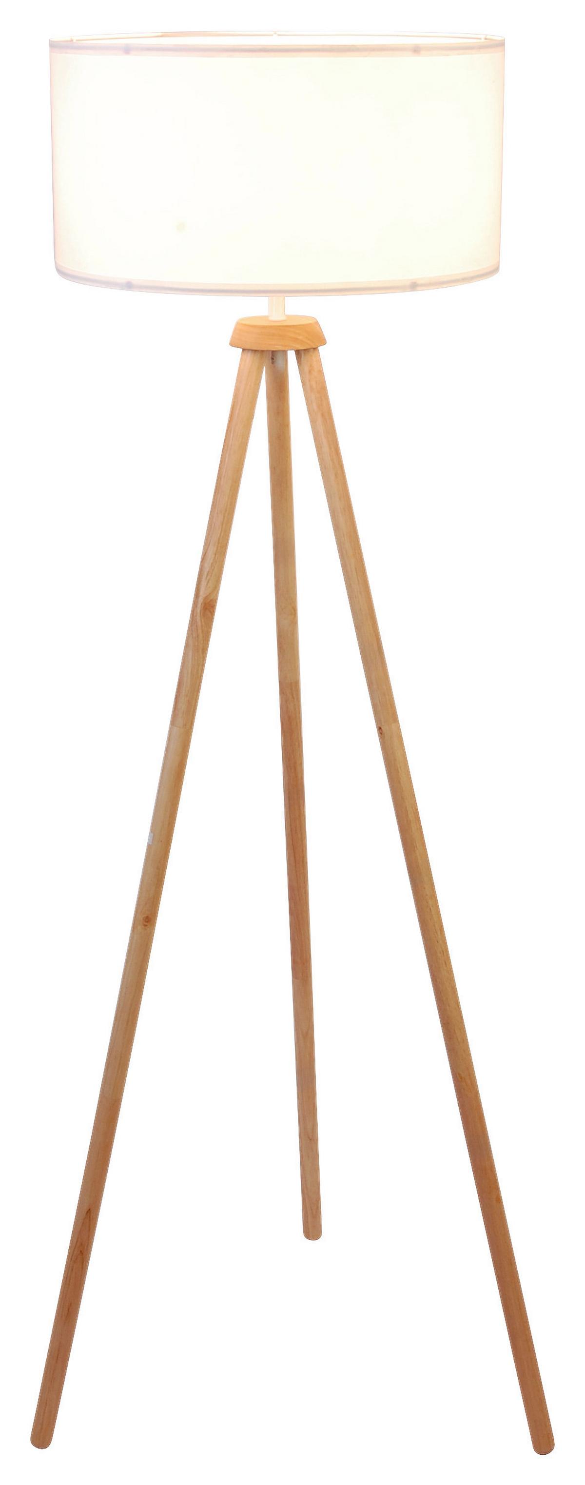 LAMPA STOJĄCA WOOD - kolor orzechowy/biały, Trend, tworzywo sztuczne/tkanina (45/153cm) - Novel