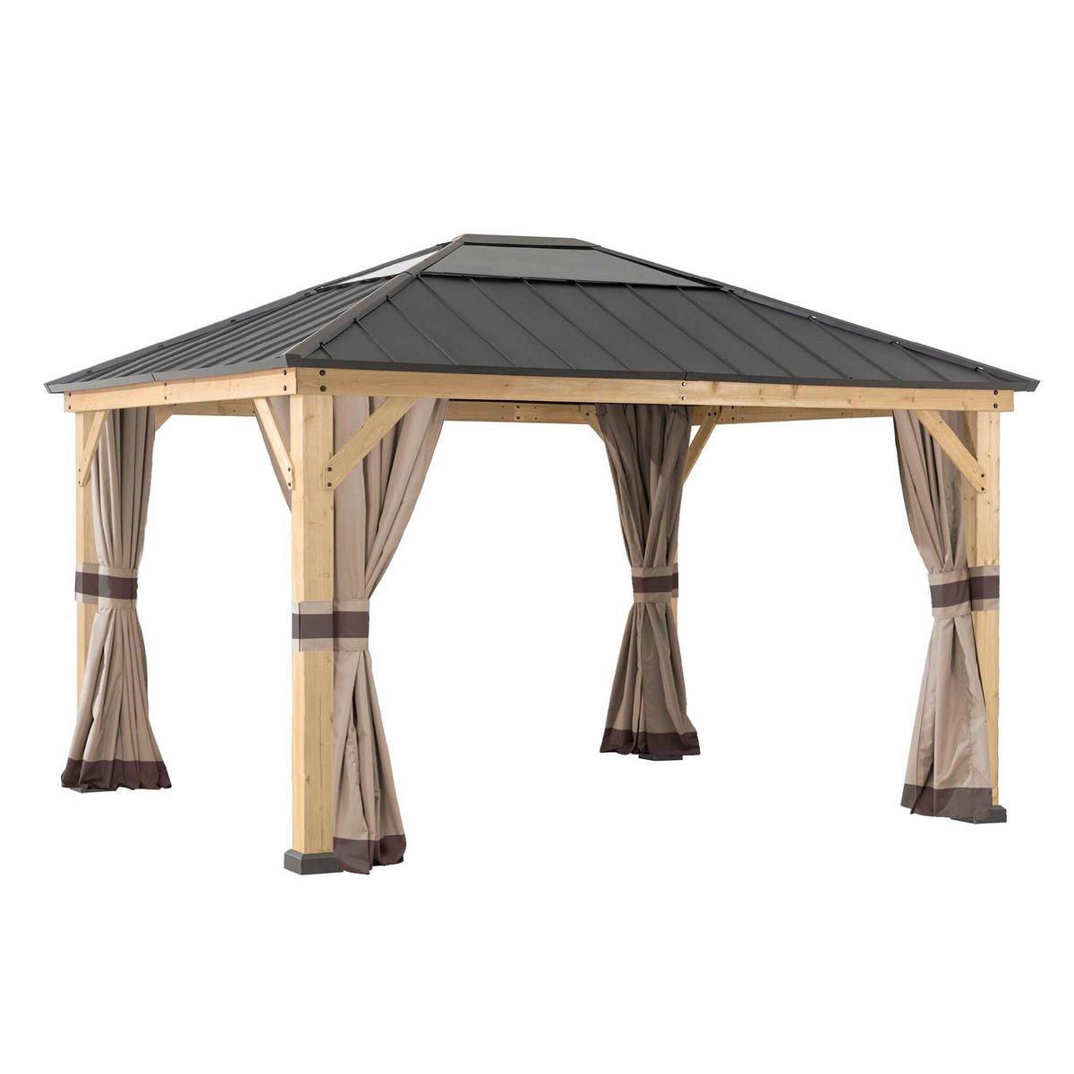 Pavillon-Seitenteil Gazebo Vorhang für 393x452cm, 4 Stk. - Hellbraun, Basics, Textil (399/220cm)