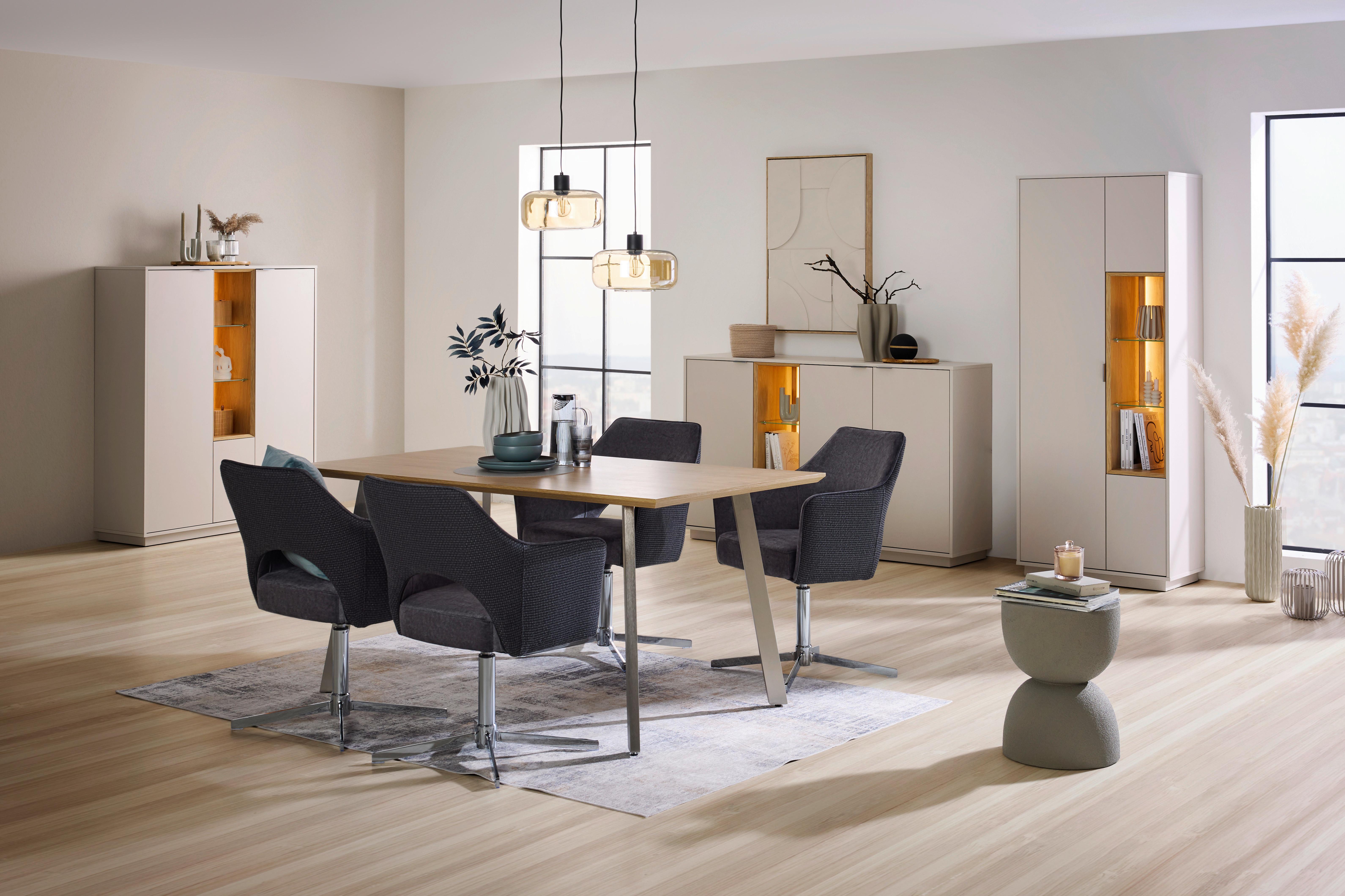 STOL MED ARMSTÖD VALLETTA - kromfärg/antracit, Klassisk, metall/textil (61/85/60cm) - Premium Living