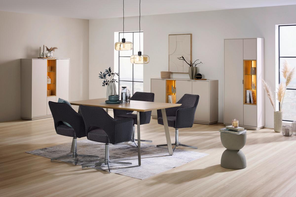 Sideboard Velasca Eichefarben/Kaschmir - Kaschmir/Eichefarben, MODERN, Glas/Holzwerkstoff (158,6/95,4/40cm) - Premium Living